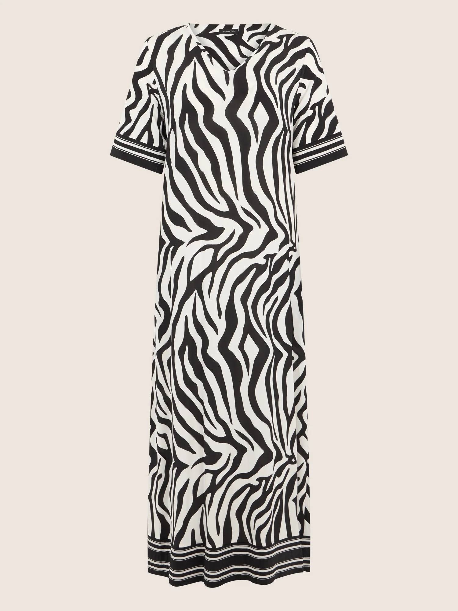 APART Kleid mit Zebra-Muster und V-Ausschnitt | schwarz-creme - Image 3