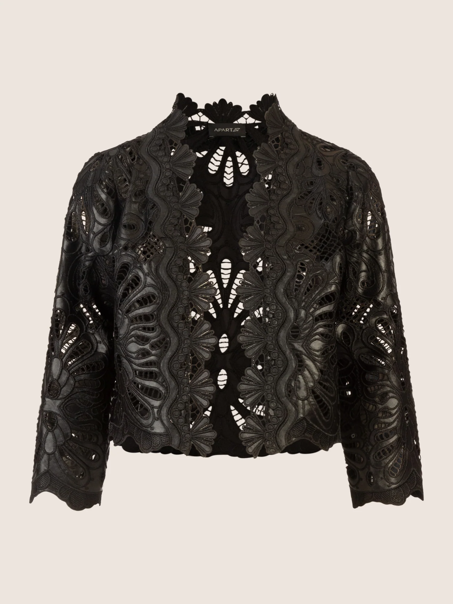 APART Kunstlederjacke mit allover Ornamentenstickerei | schwarz - Image 4