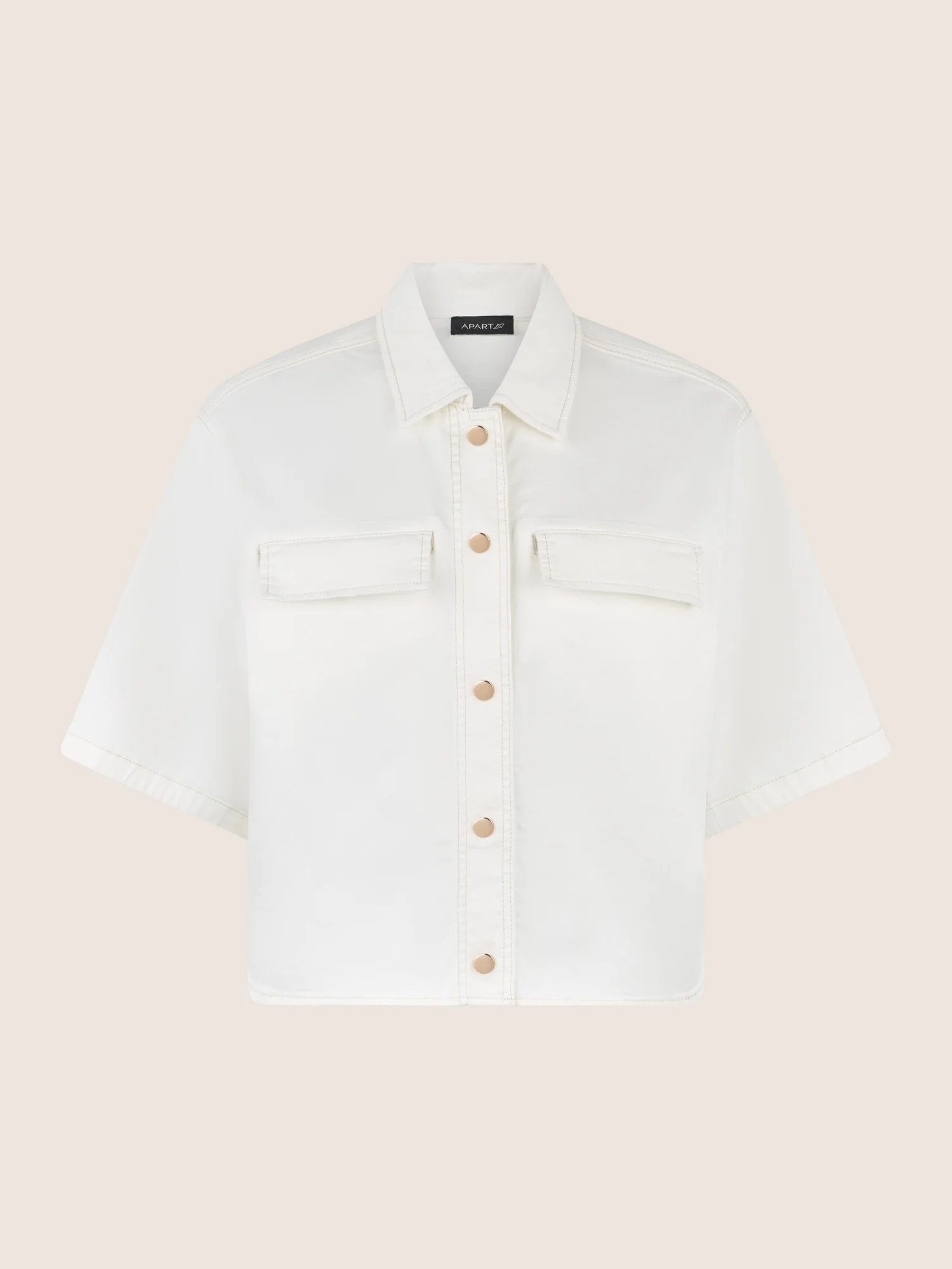APART Kurzarm-Jeansjacke mit Druckknöpfen | creme - Image 4