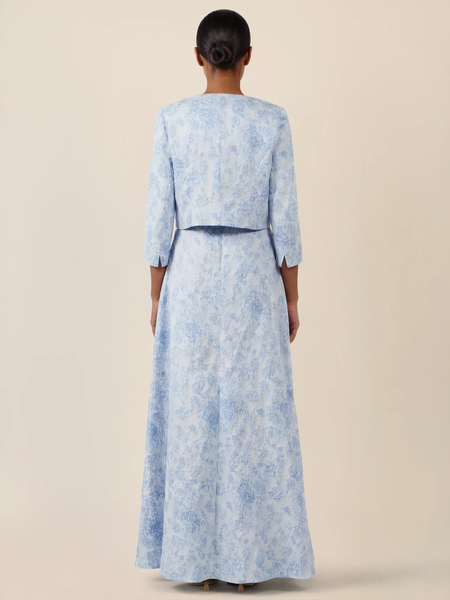 APART Kurze Jacquard-Bolero mit Blumenmuster | hellblau - Image 3