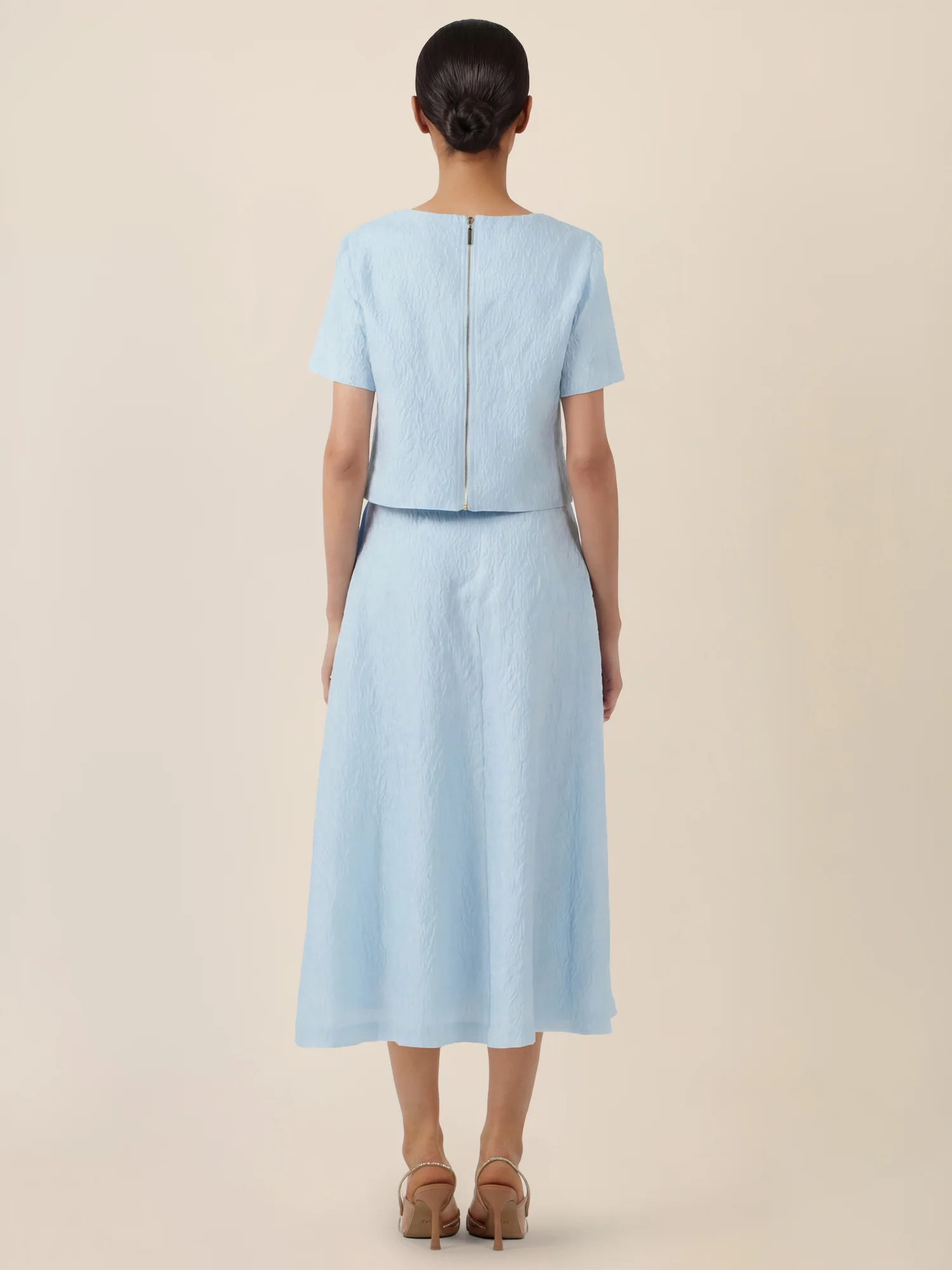APART Kurzes Jacquard-Top mit Struktur | hellblau - Image 3