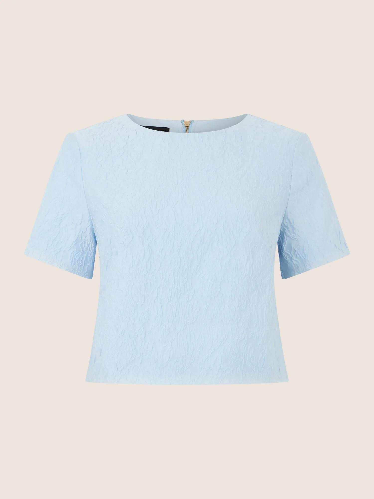 APART Kurzes Jacquard-Top mit Struktur | hellblau - Image 4