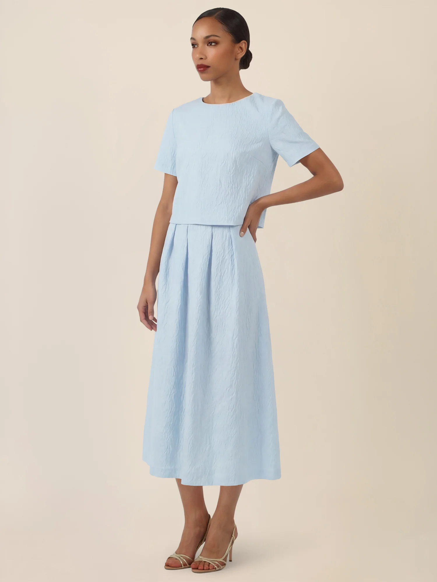 APART Kurzes Jacquard-Top mit Struktur | hellblau - Image 6