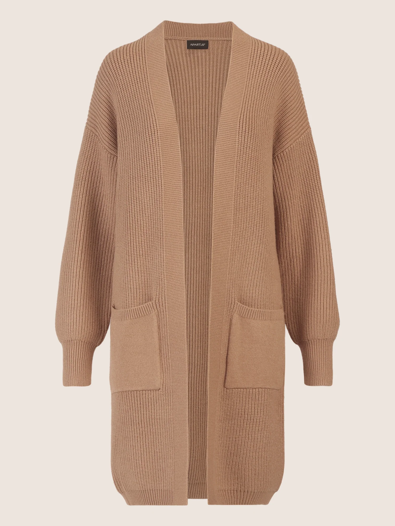 APART Lange Strickjacke mit aufgesetzten Taschen | camel - Image 4