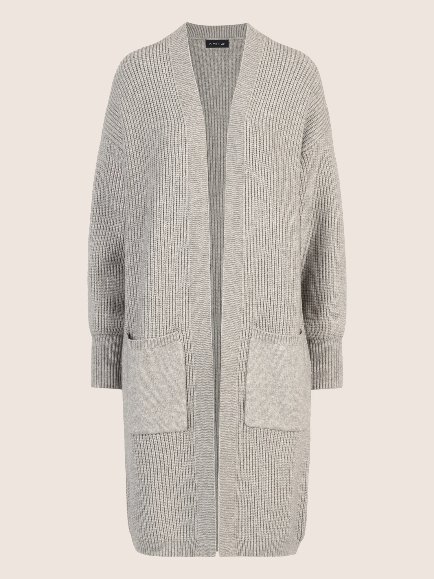APART Lange Strickjacke mit aufgesetzten Taschen | graumeliert - Image 3