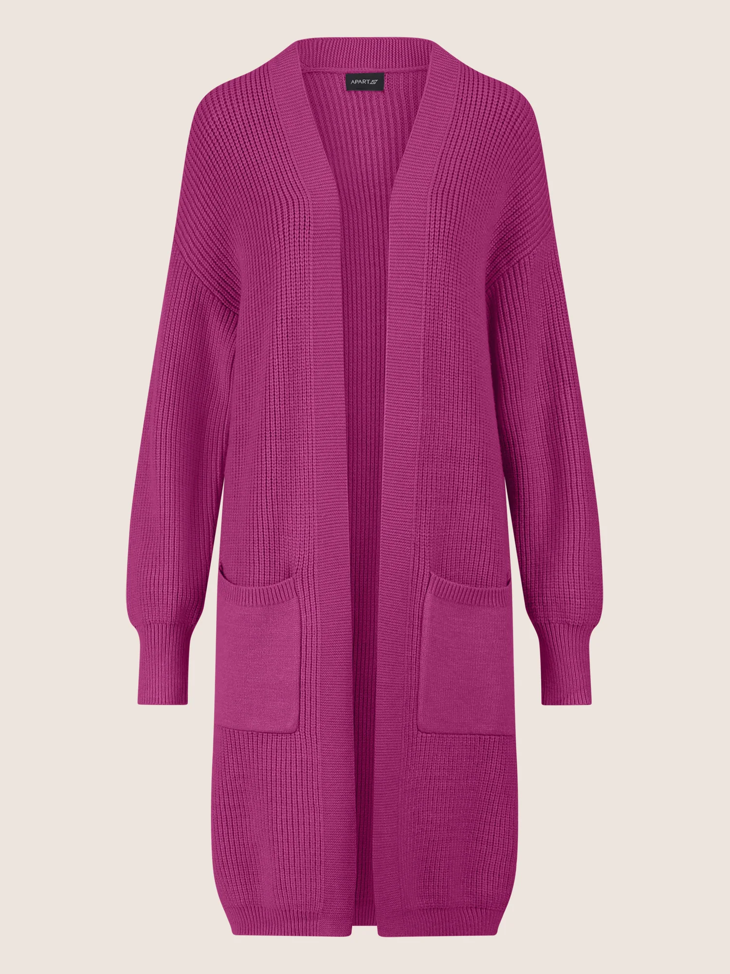 APART Lange Strickjacke mit aufgesetzten Taschen | lila - Image 3