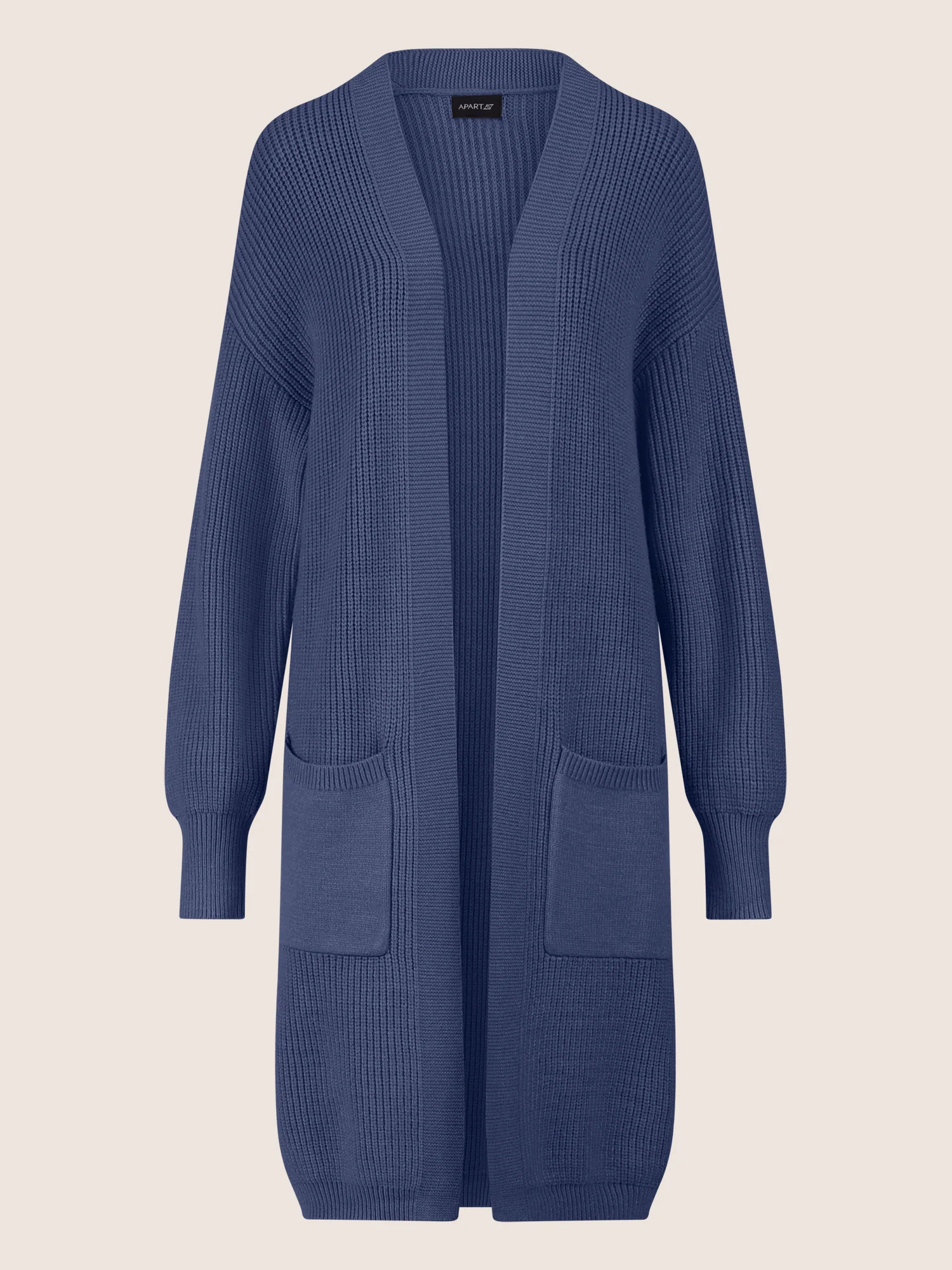 APART Lange Strickjacke mit aufgesetzten Taschen | mittelblau - Image 4
