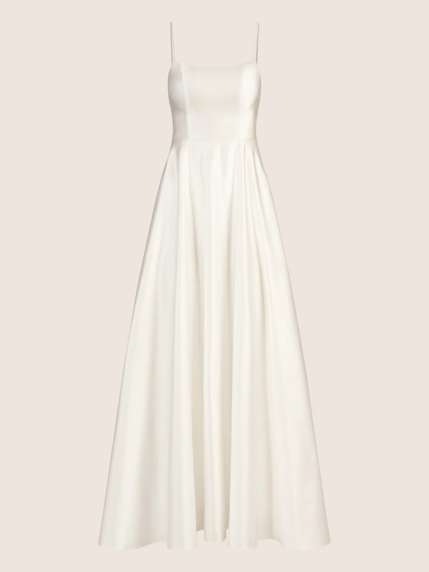 APART Langes Ballkleid aus Satin mit Spaghettiträgern | creme - Image 3