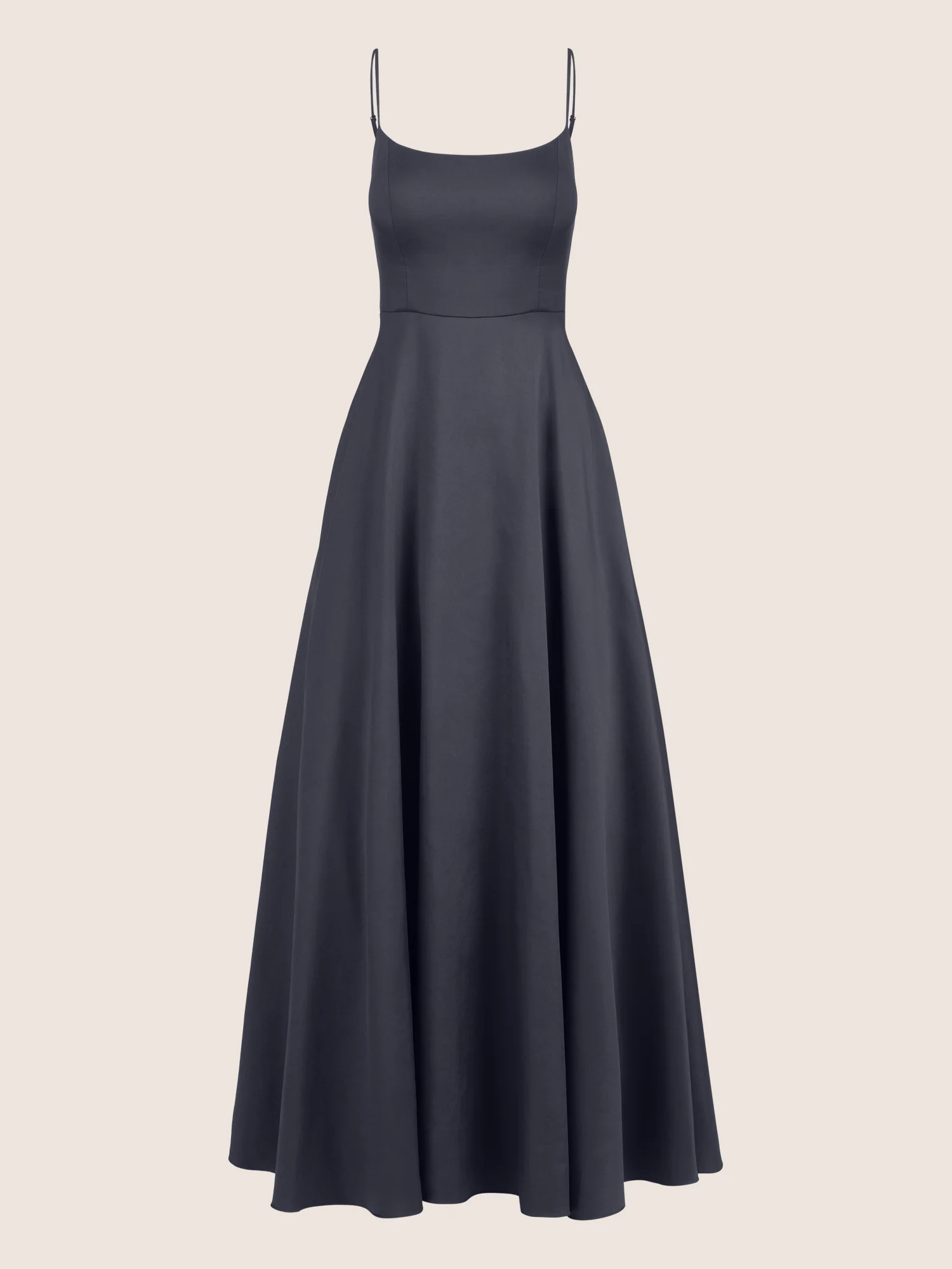APART Langes Ballkleid aus Satin mit Spaghettiträgern | nachtblau - Image 3