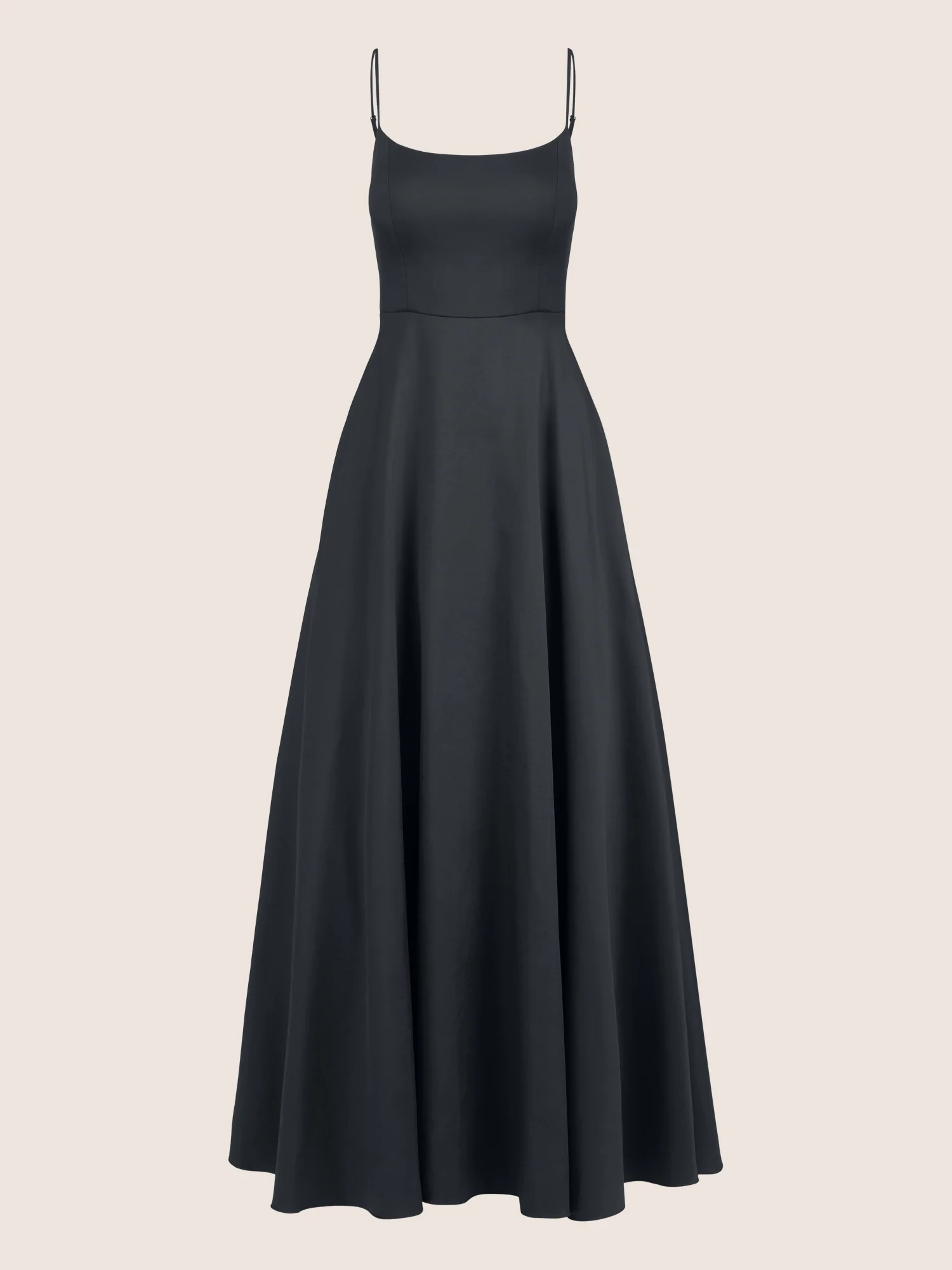 APART Langes Ballkleid aus Satin mit Spaghettiträgern | schwarz - Image 3