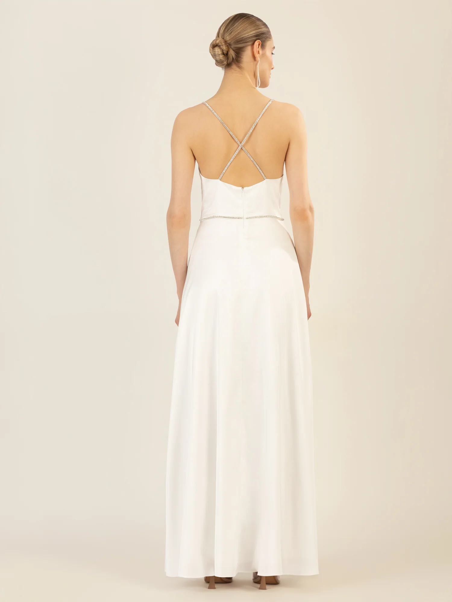 APART langes Satinkleid aus mattschimmerndem Satin | creme - Image 2