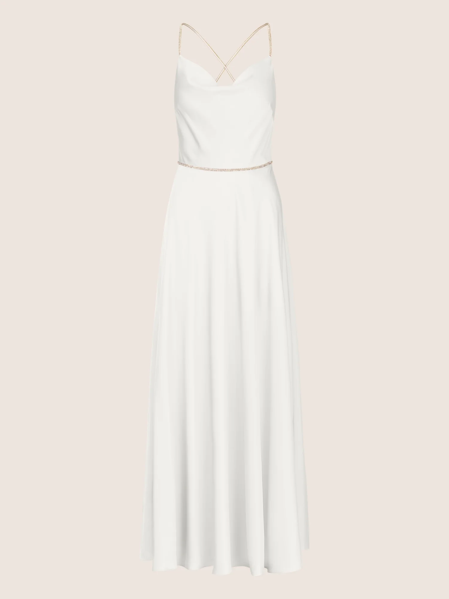 APART langes Satinkleid aus mattschimmerndem Satin | creme - Image 3