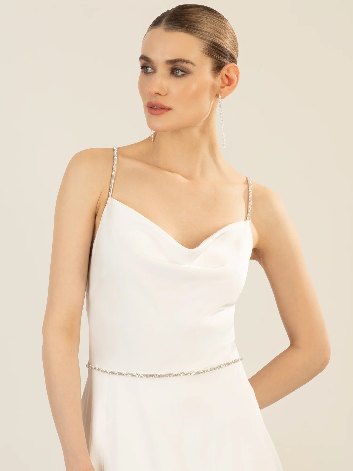APART langes Satinkleid aus mattschimmerndem Satin | creme - Image 4