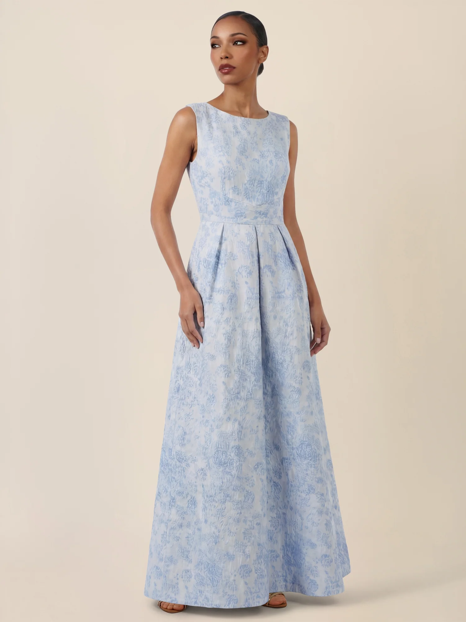 APART Langkleid mit floralem Strukturmuster | hellblau - Image 5