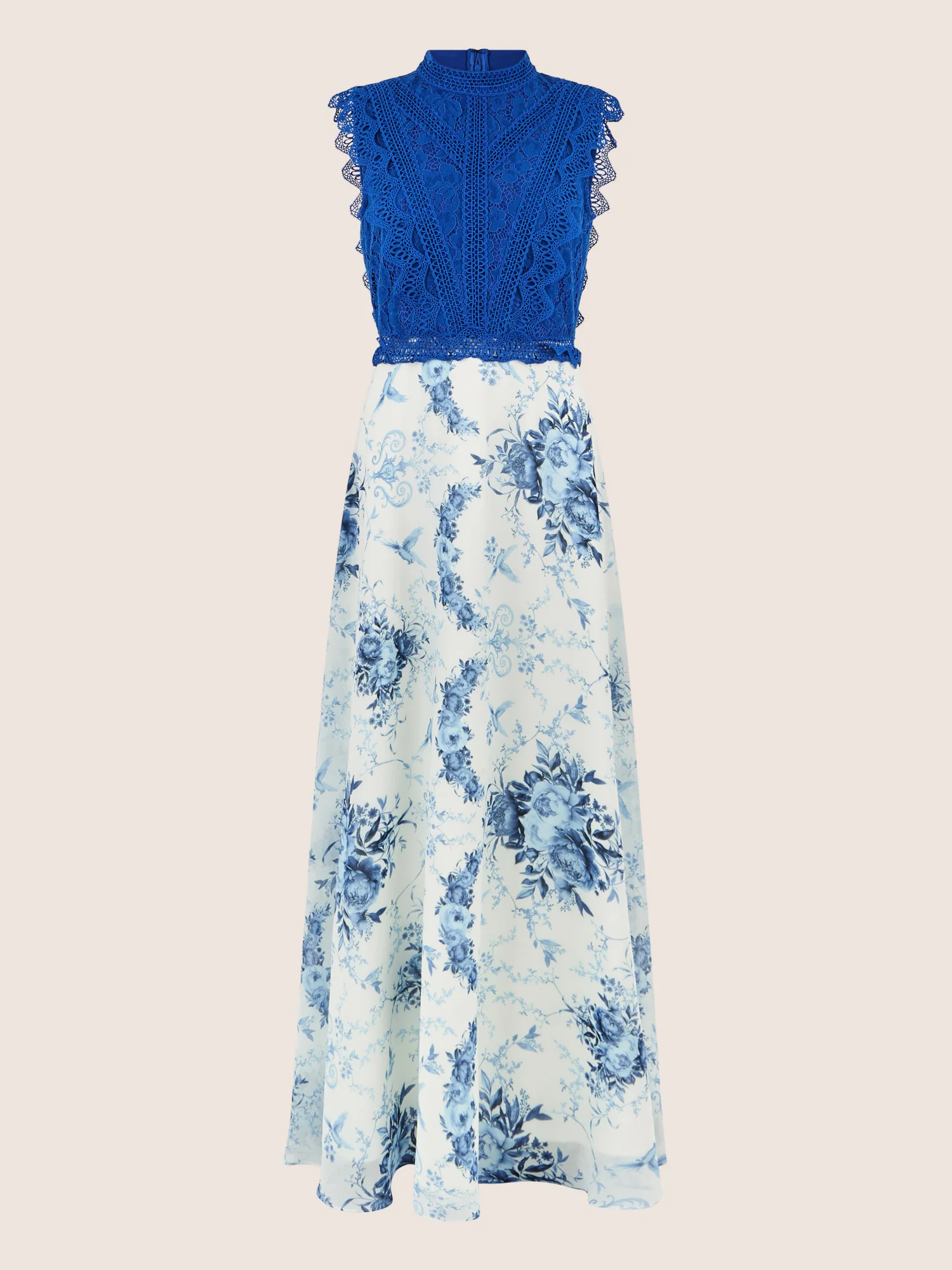 APART Langkleid mit Spitze und floralem Rock | royalblau-multicolor - Image 3