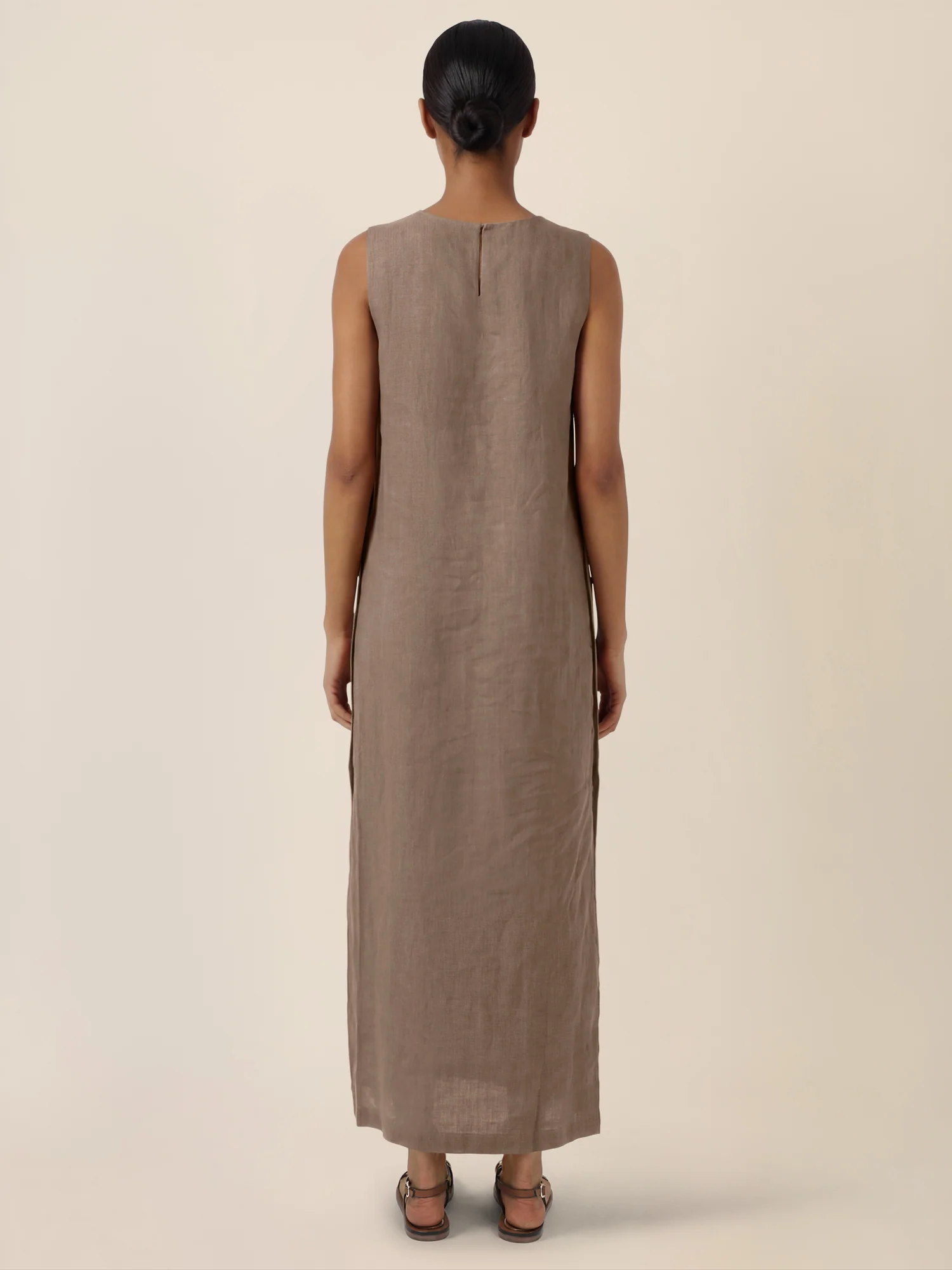 APART Leinenkleid mit seitlicher Knopfleiste | cappuccino - Image 2