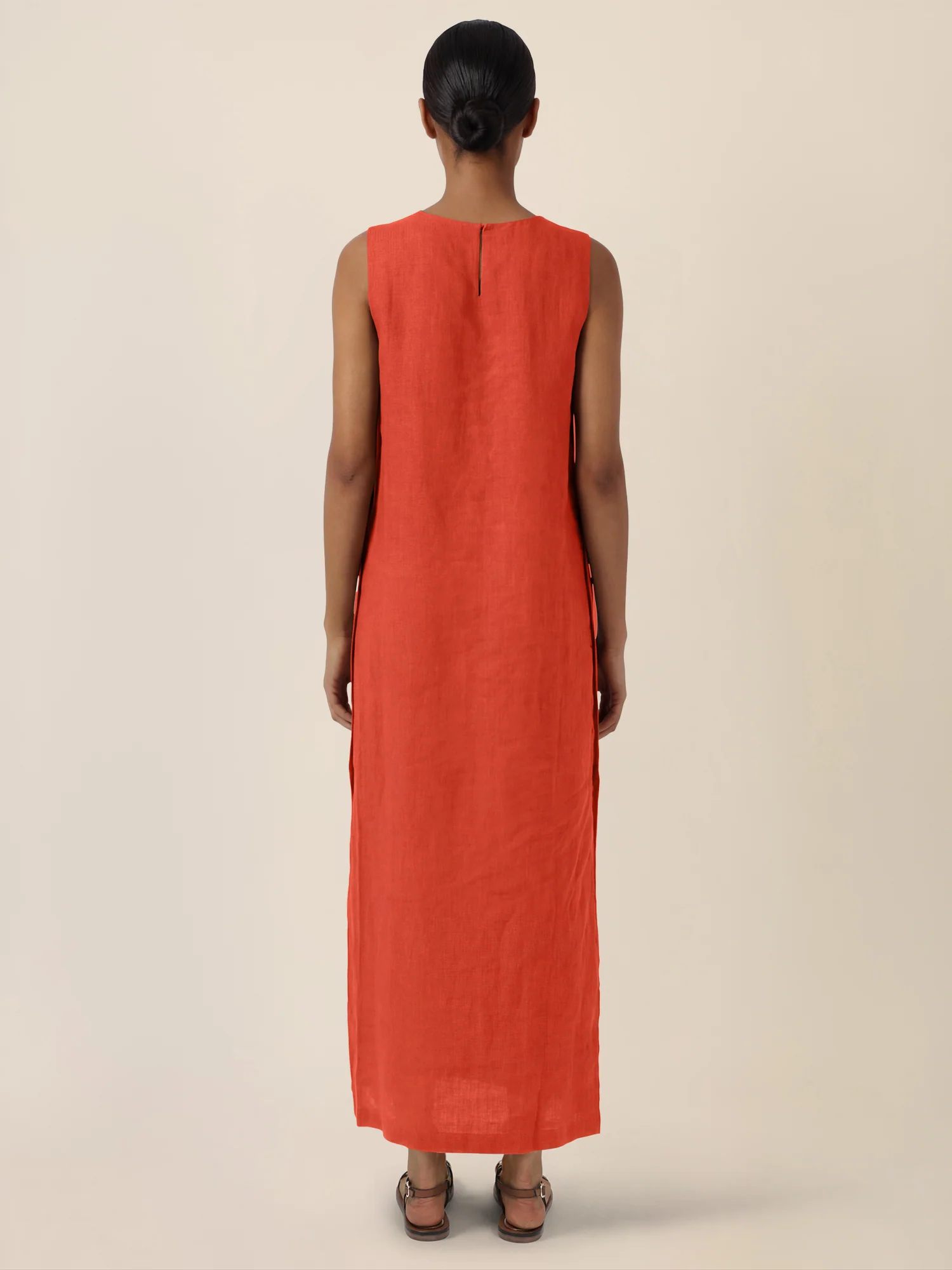 APART Leinenkleid mit seitlicher Knopfleiste | orange - Image 2