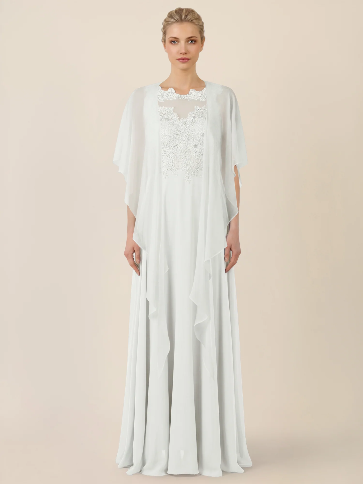 APART Luftiges Chiffon-Stola mit Zipfelsaum | creme - Image 3