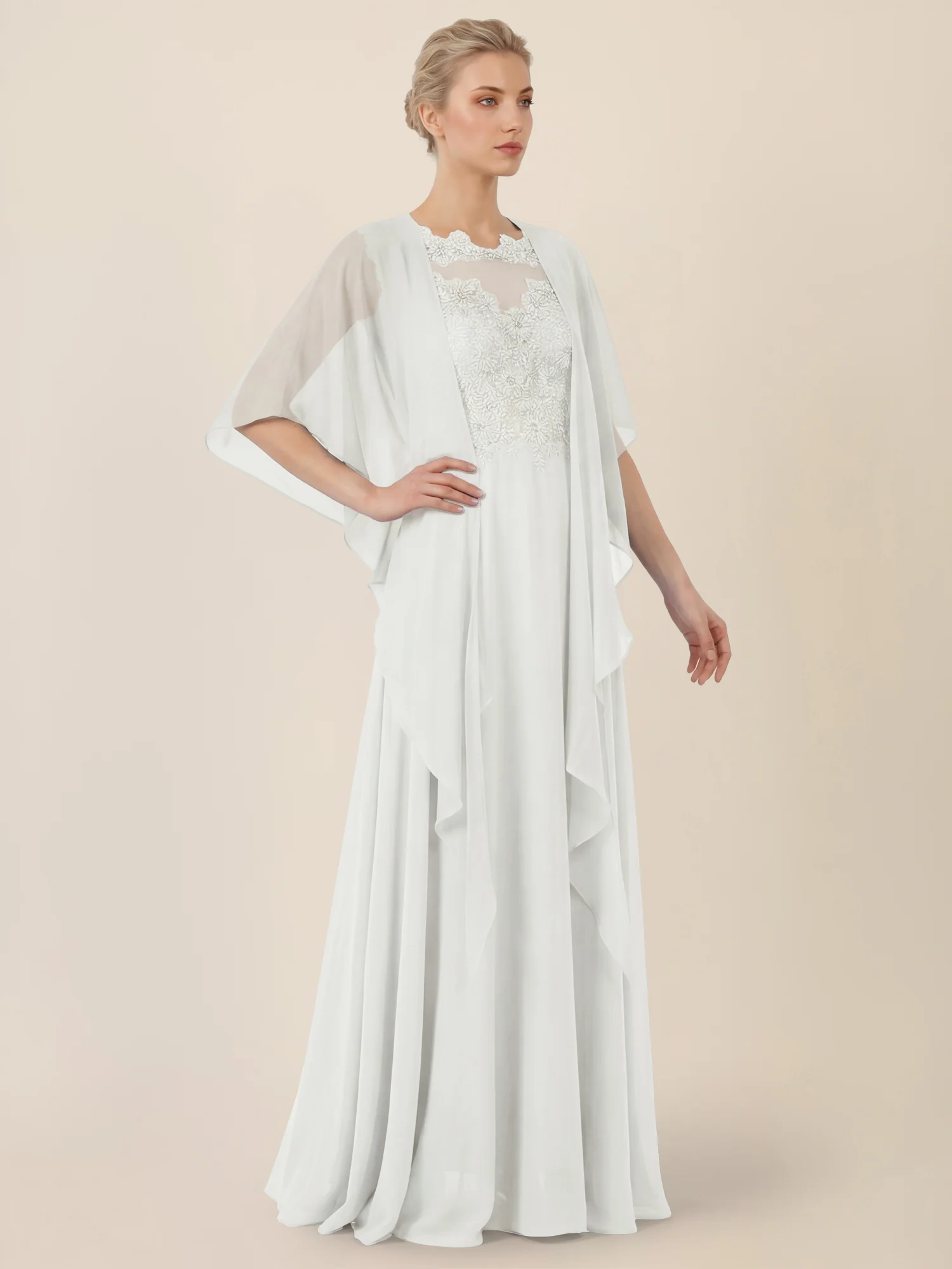 APART Luftiges Chiffon-Stola mit Zipfelsaum | creme - Image 4