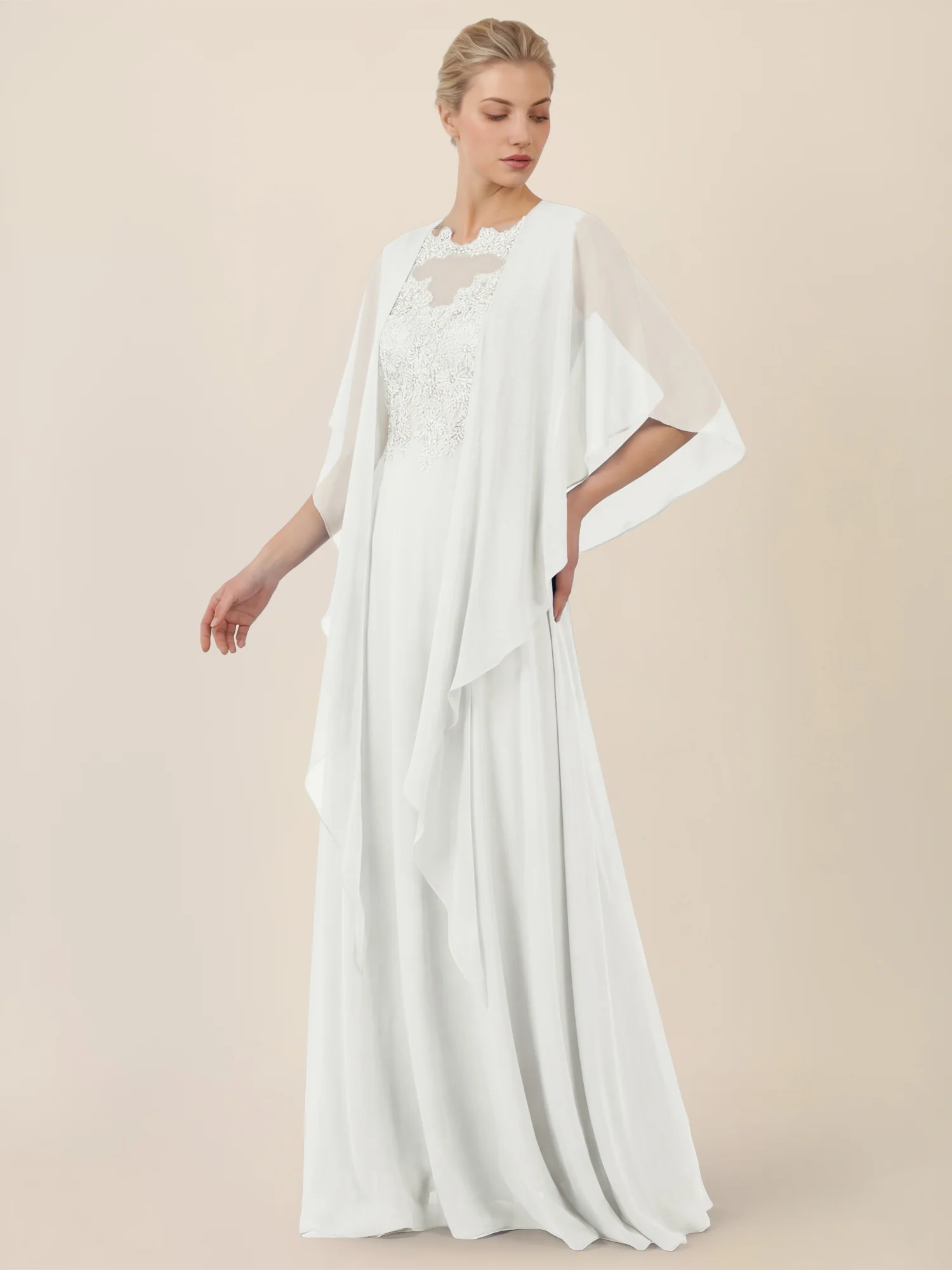 APART Luftiges Chiffon-Stola mit Zipfelsaum | creme - Image 5