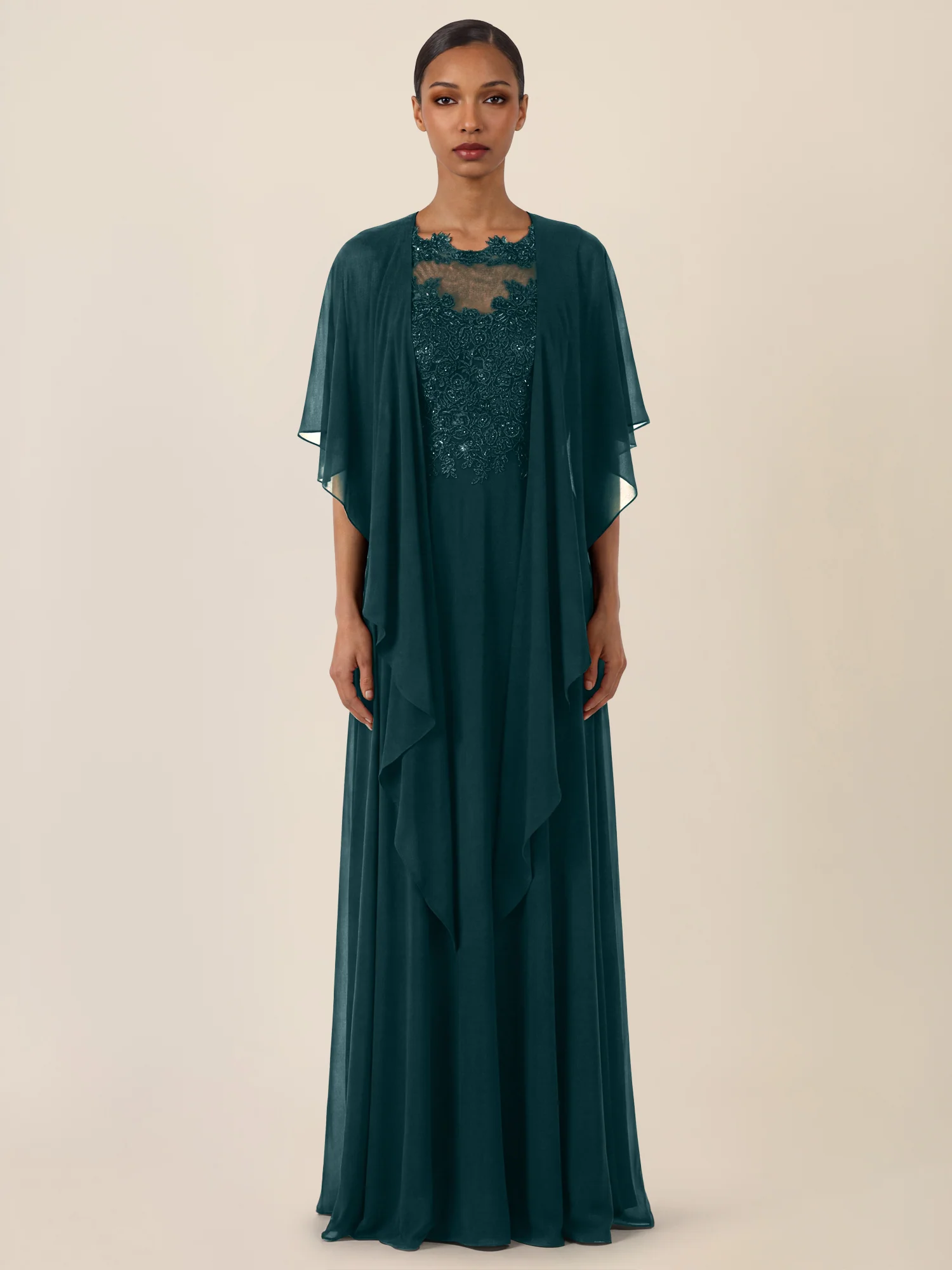 APART Luftiges Chiffon-Stola mit Zipfelsaum | emerald - Image 4