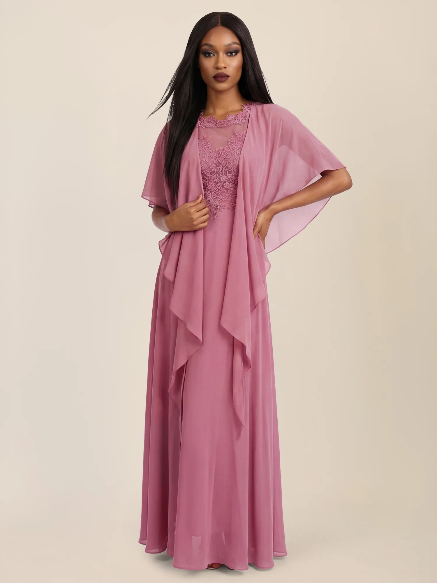 APART Luftiges Chiffon-Stola mit Zipfelsaum | rosé - Image 3