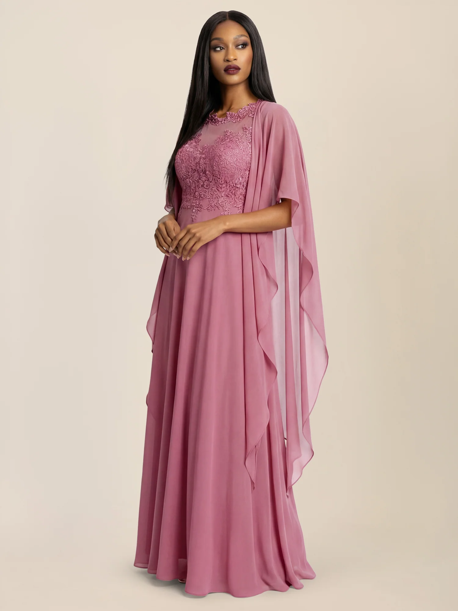 APART Luftiges Chiffon-Stola mit Zipfelsaum | rosé - Image 4