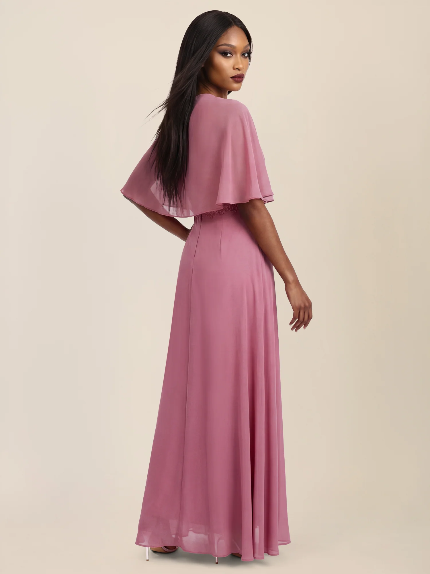 APART Luftiges Chiffon-Stola mit Zipfelsaum | rosé - Image 5