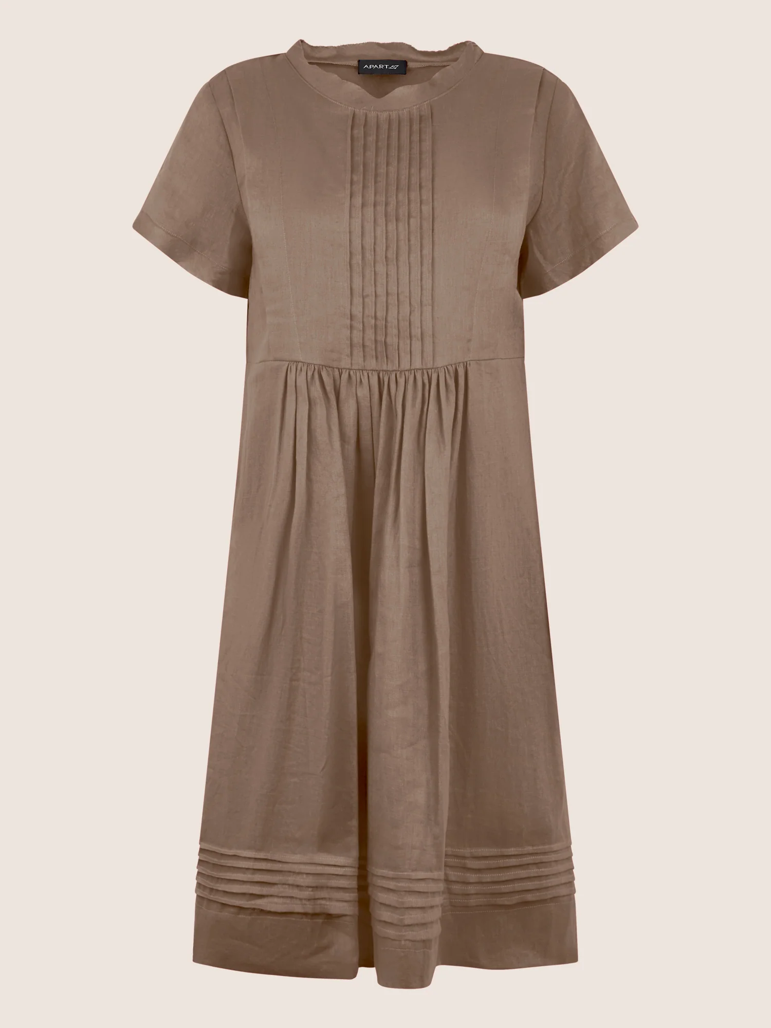 APART Luftiges Leinenkleid mit Zierfalten | cappuccino - Image 3