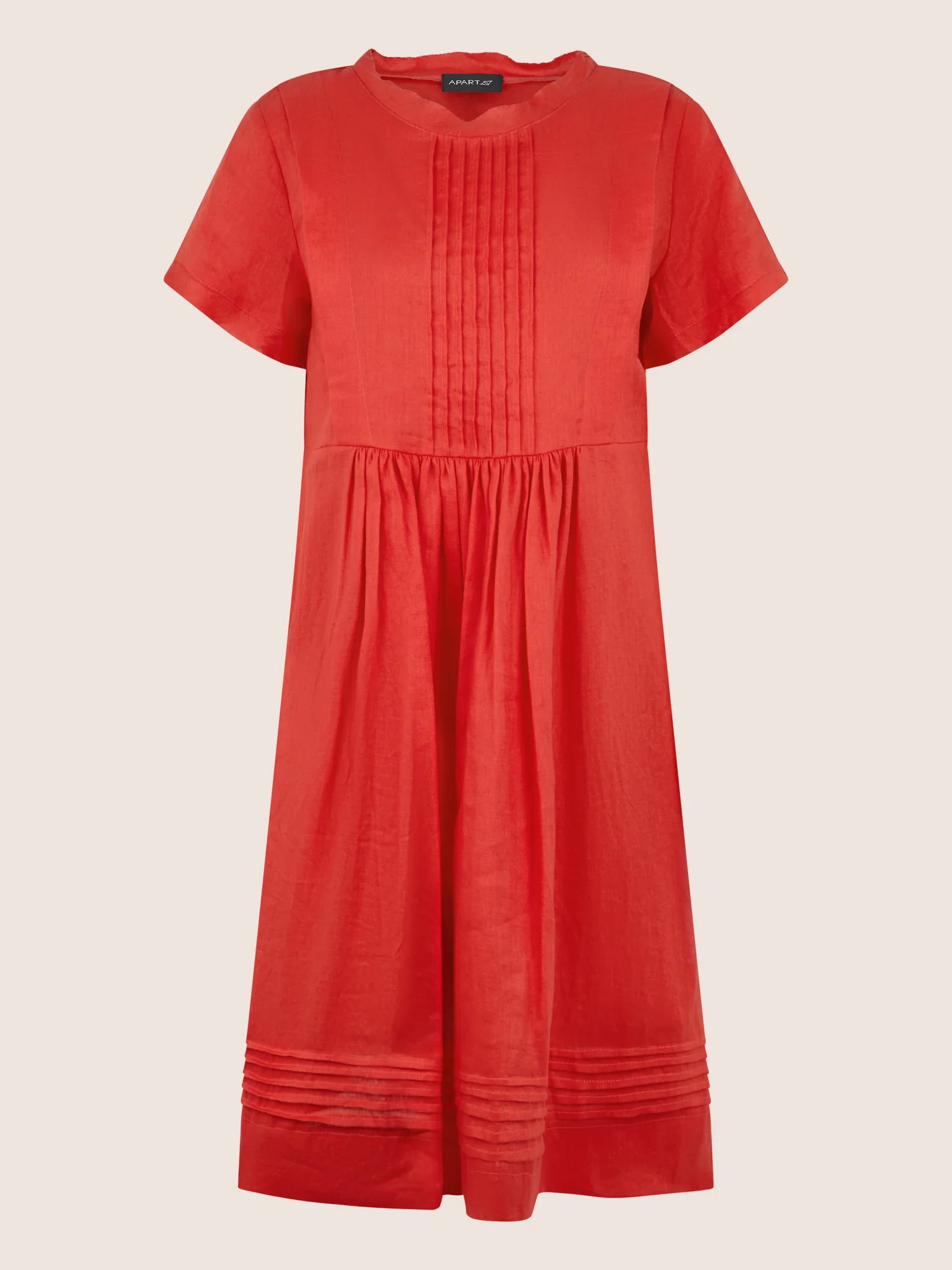 APART Luftiges Leinenkleid mit Zierfalten | orange - Image 3