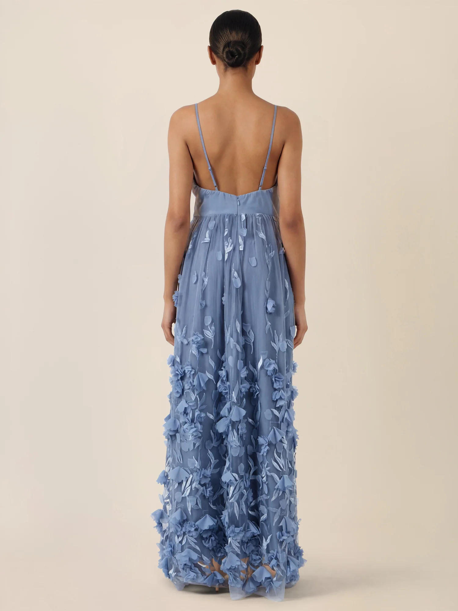APART Maxikleid mit 3D-Blüten und Tüllrock | rauchblau - Image 2