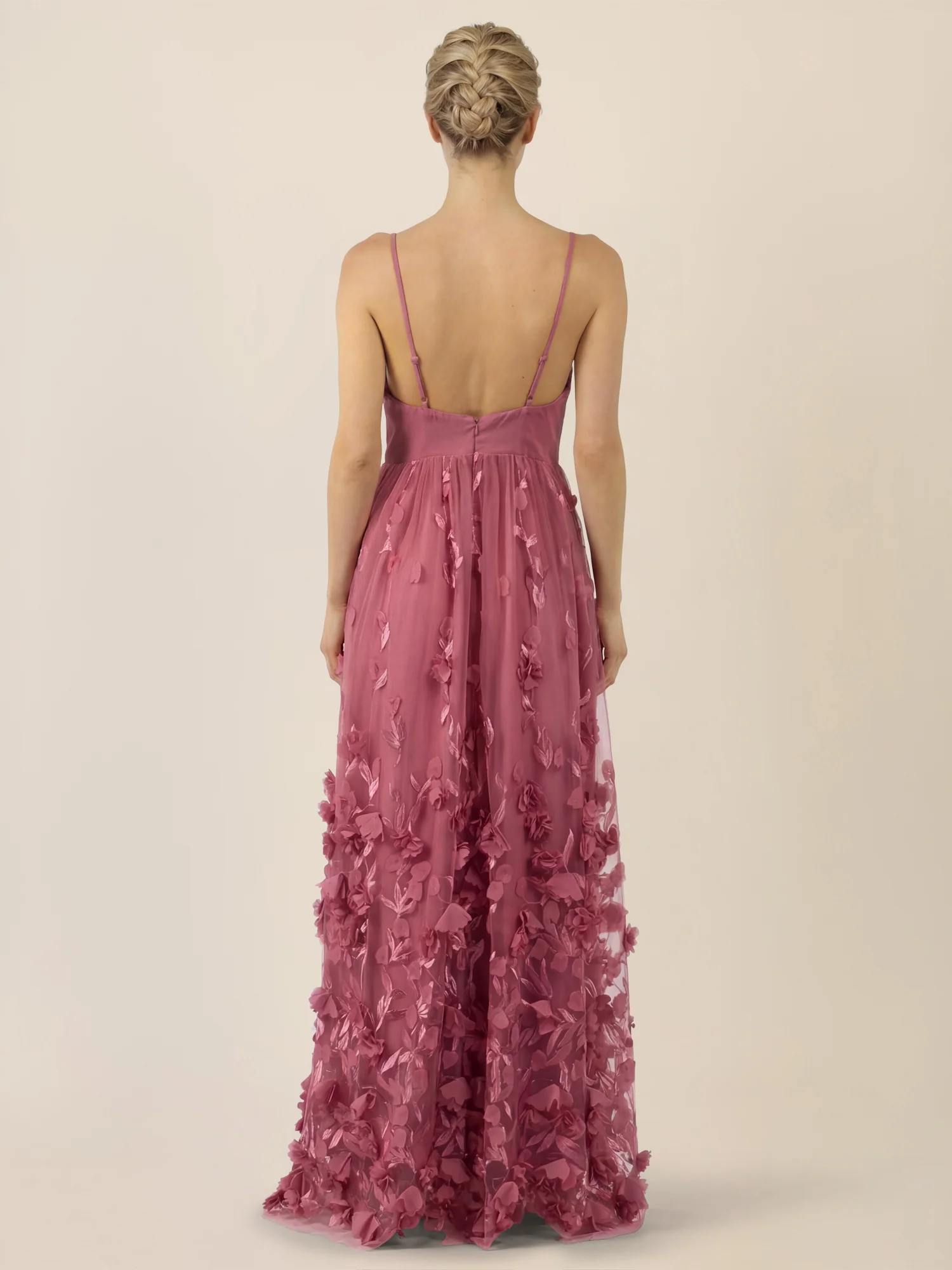 APART Maxikleid mit 3D-Blüten und Tüllrock | rosé - Image 2