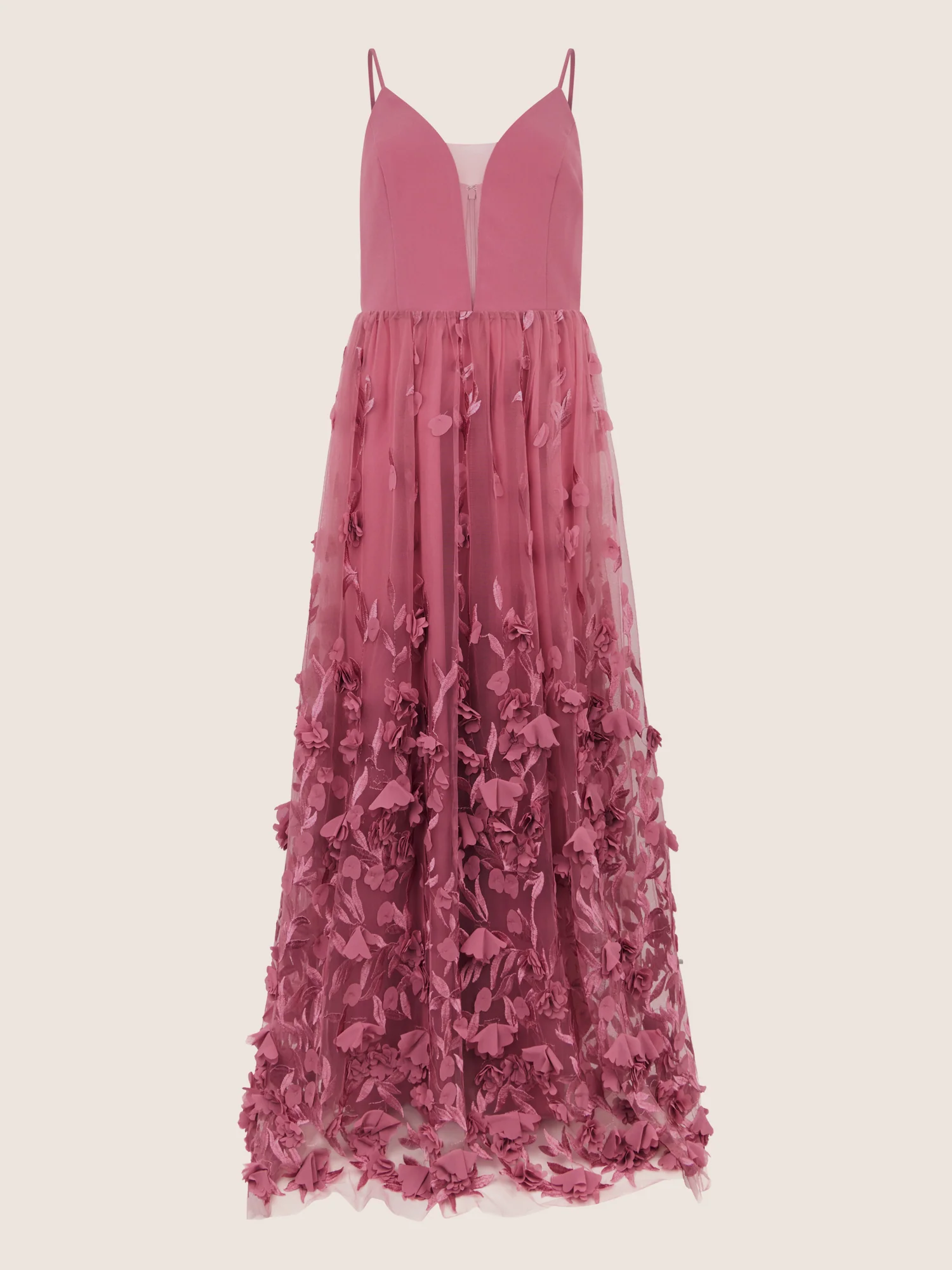 APART Maxikleid mit 3D-Blüten und Tüllrock | rosé - Image 3