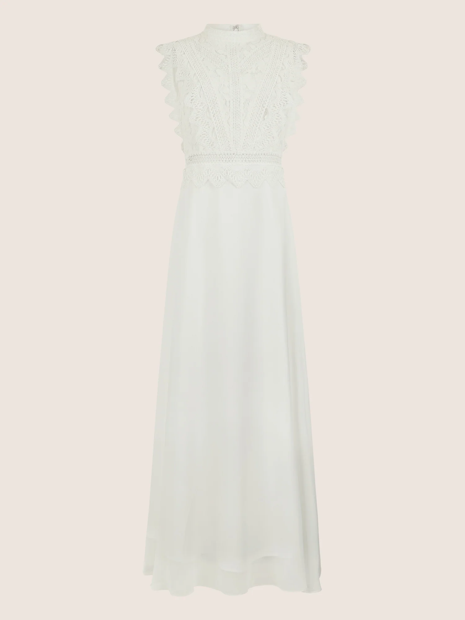 APART Maxikleid mit Häkelspitze und Stehkragen | creme - Image 3