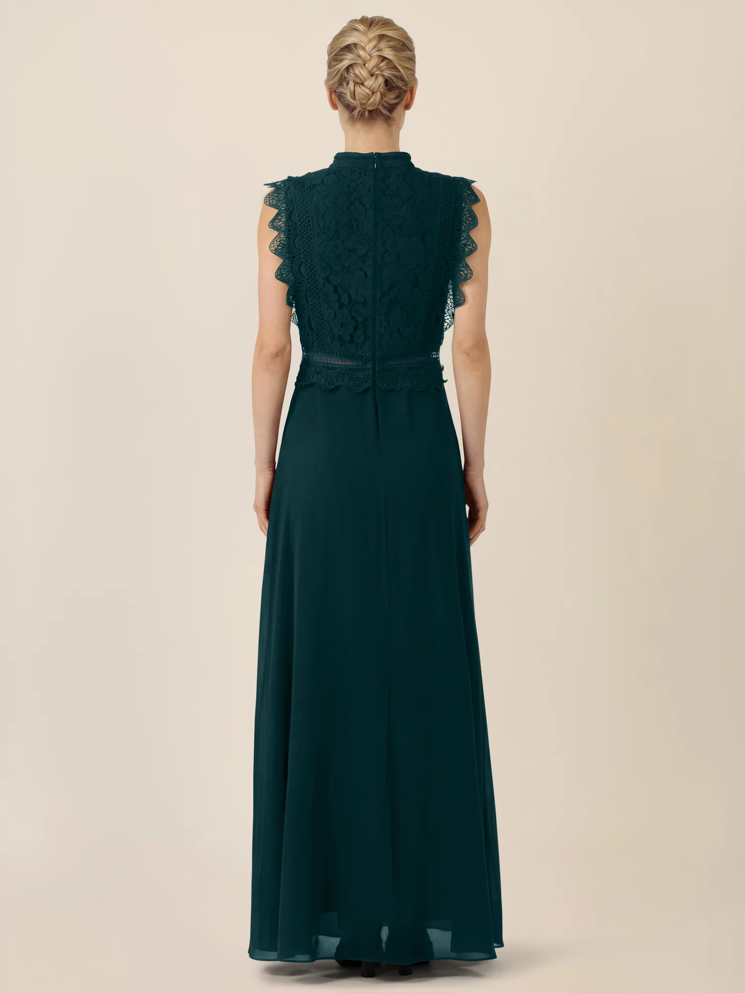 APART Maxikleid mit Häkelspitze und Stehkragen | emerald - Image 2