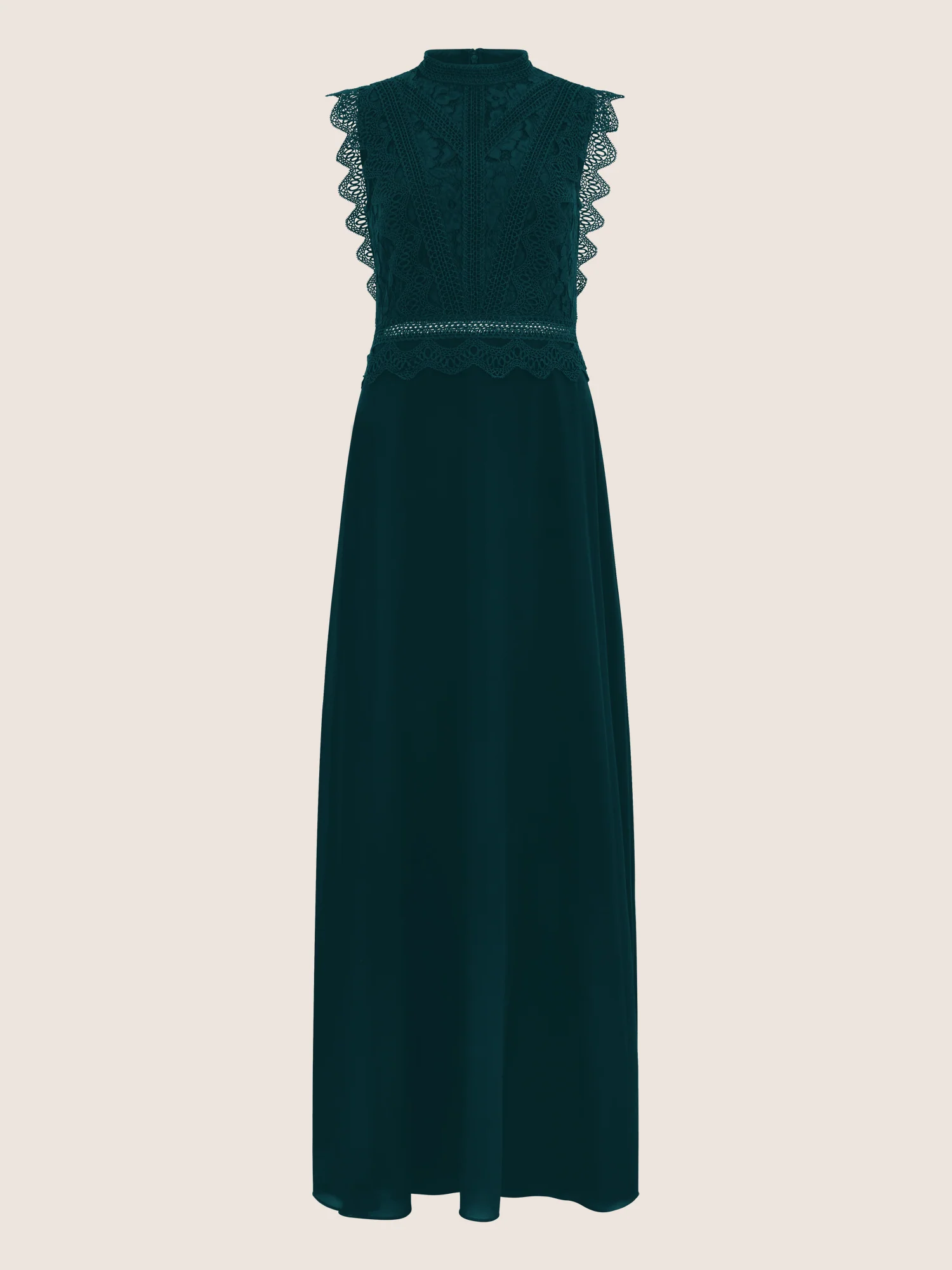 APART Maxikleid mit Häkelspitze und Stehkragen | emerald - Image 3