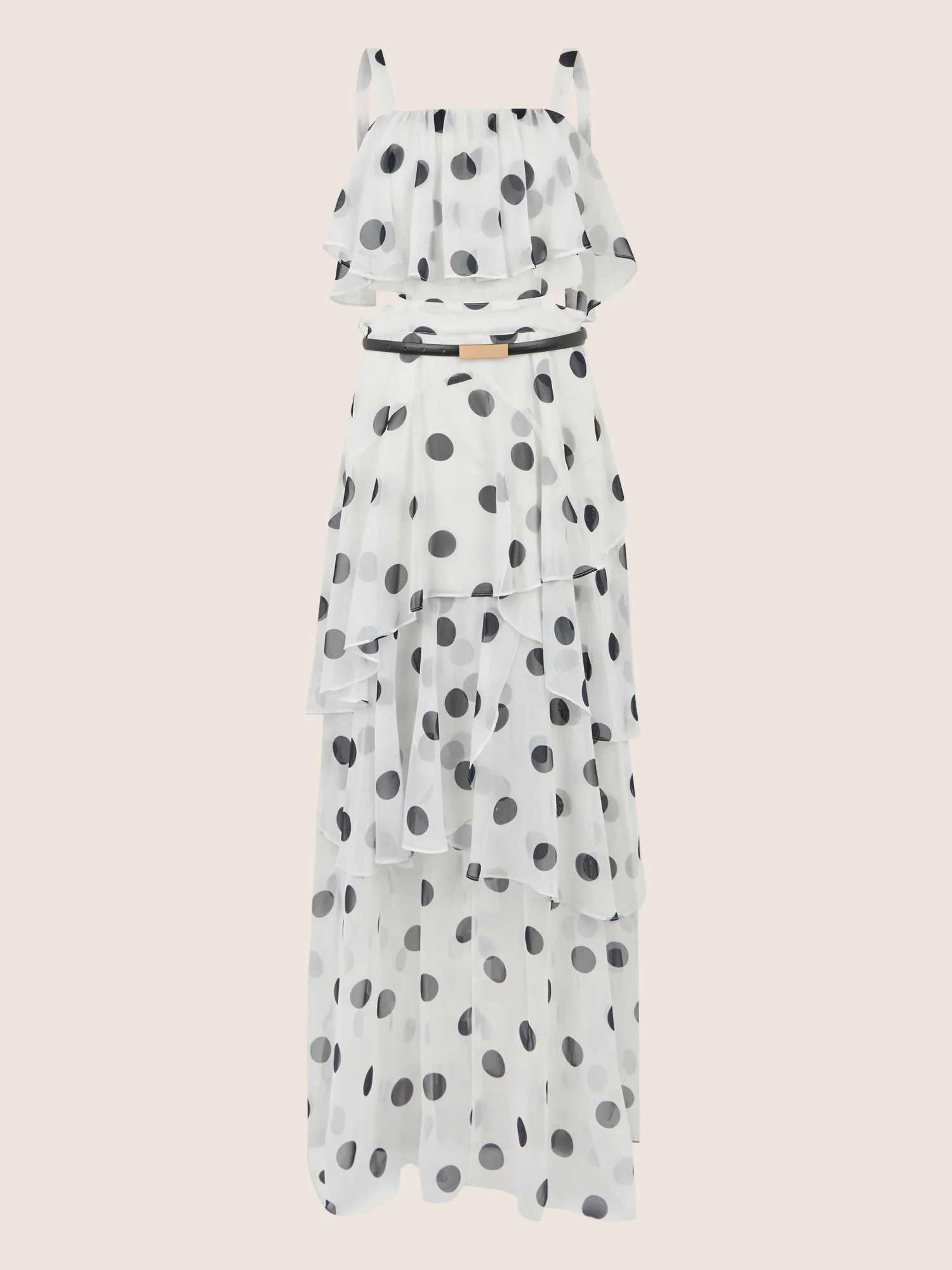APART Maxikleid mit Stufen und Punktemuster | creme-nachtblau - Image 3