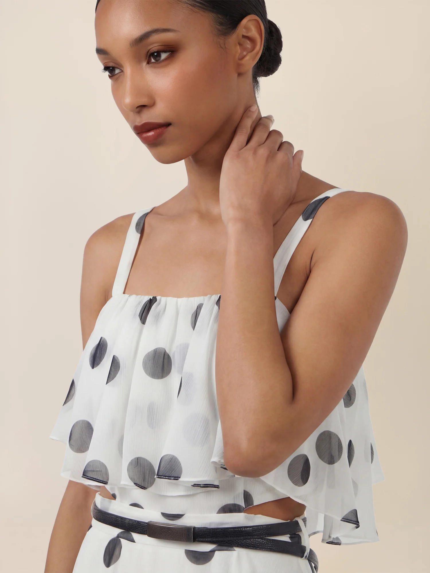 APART Maxikleid mit Stufen und Punktemuster | creme-nachtblau - Image 4