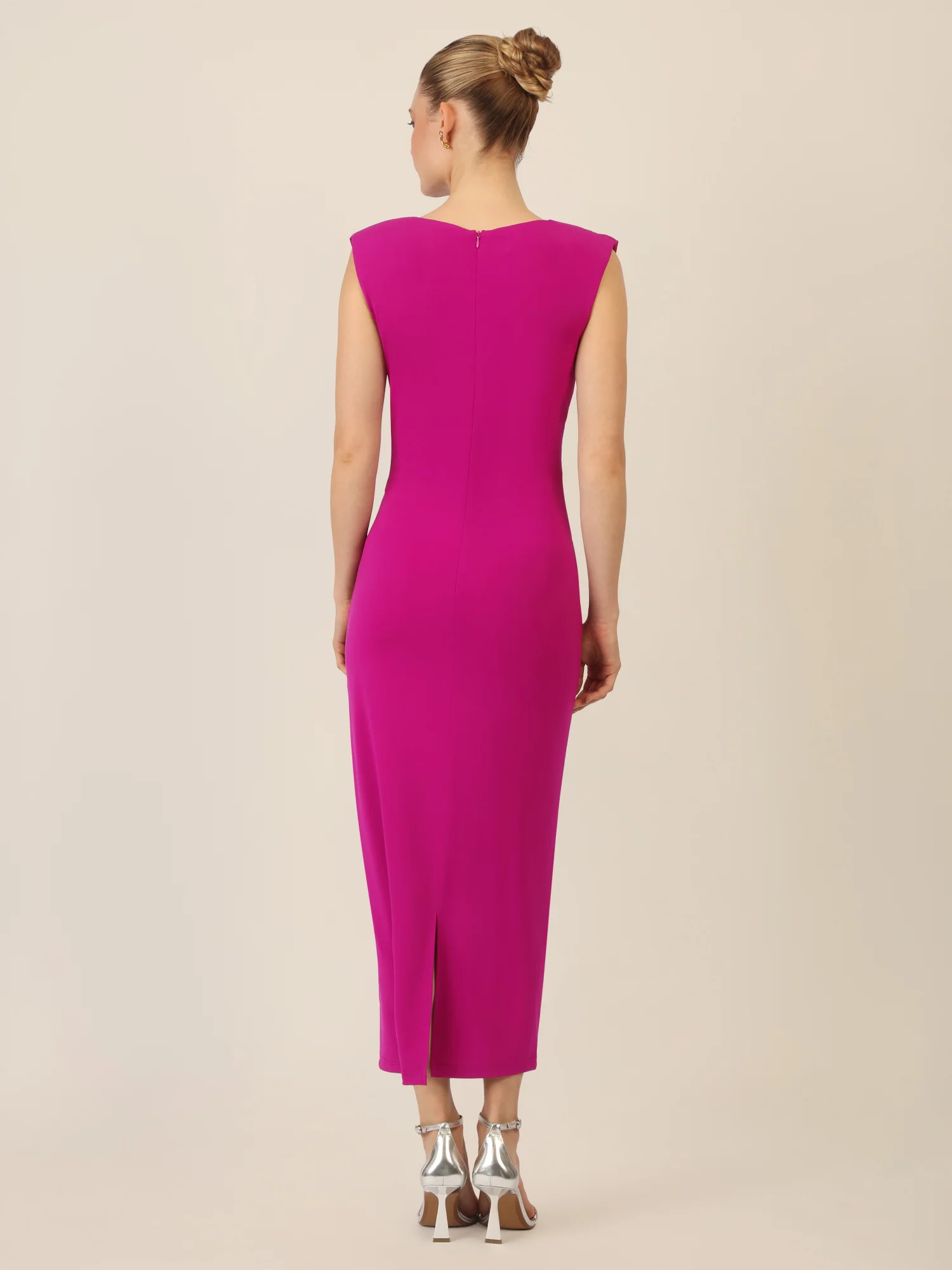 APART Midi Jerseykleid mit Drapierung und Raffdetail | lila - Image 2