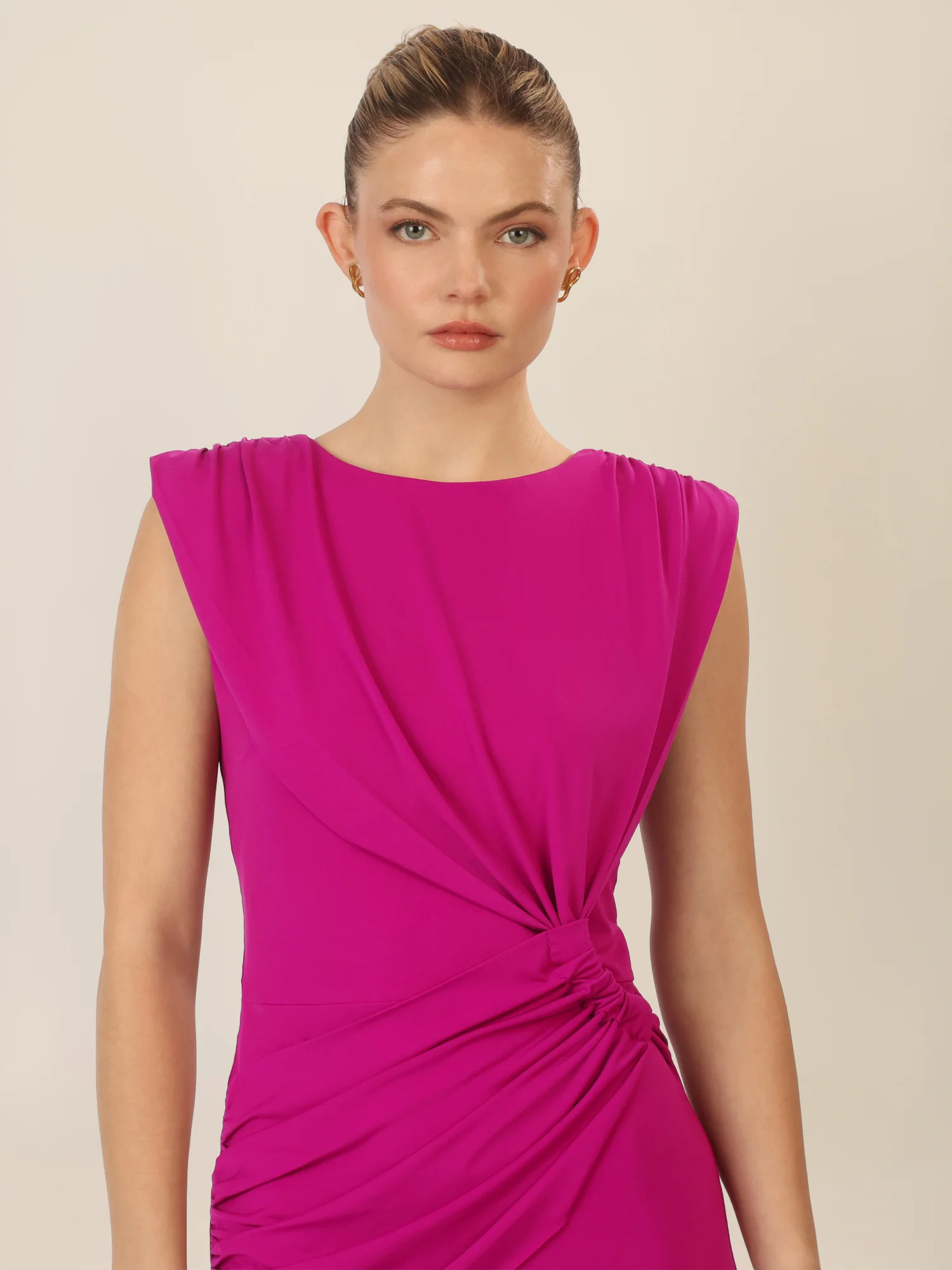 APART Midi Jerseykleid mit Drapierung und Raffdetail | lila - Image 4