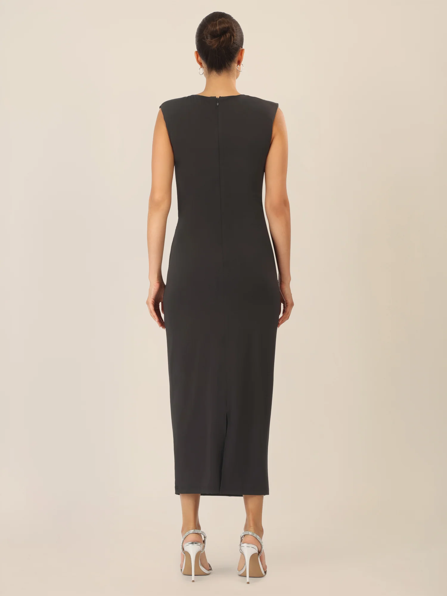 APART Midi Jerseykleid mit Drapierung und Raffdetail | schwarz - Image 2