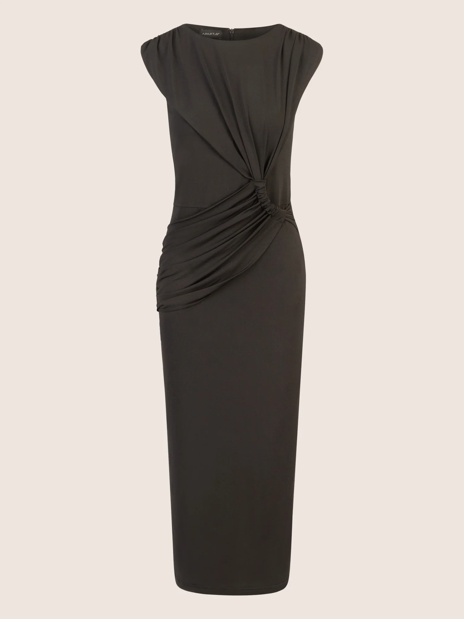 APART Midi Jerseykleid mit Drapierung und Raffdetail | schwarz - Image 3