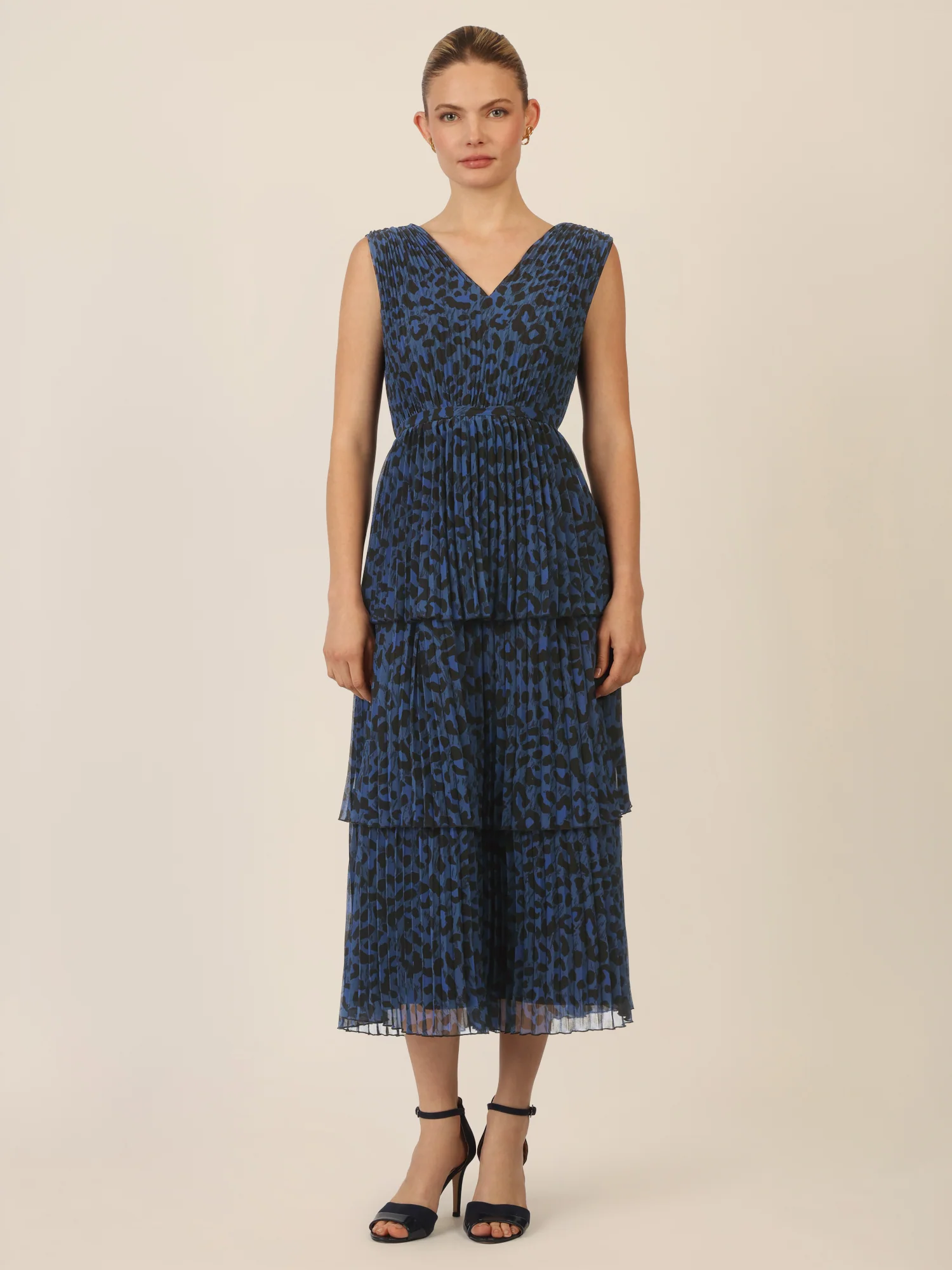 APART Midi Plisseekleid mit Animalprint | mittelblau-multicolor - Image 5