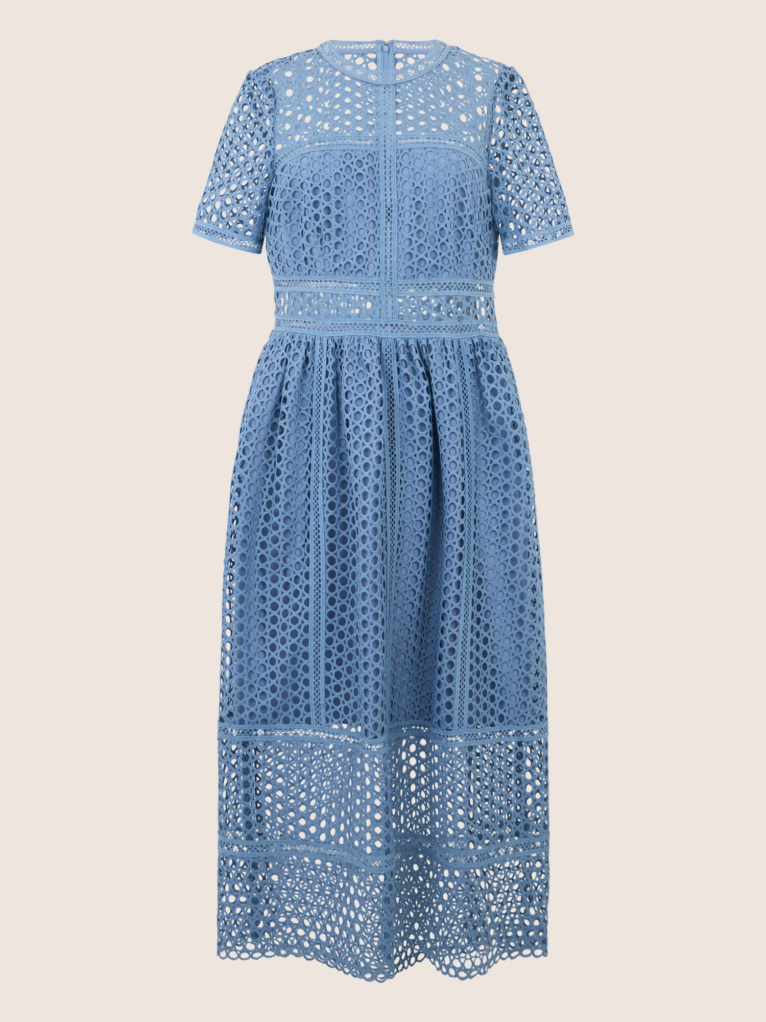 APART Midikleid mit Häkelspitze und Transparenz | rauchblau - Image 3
