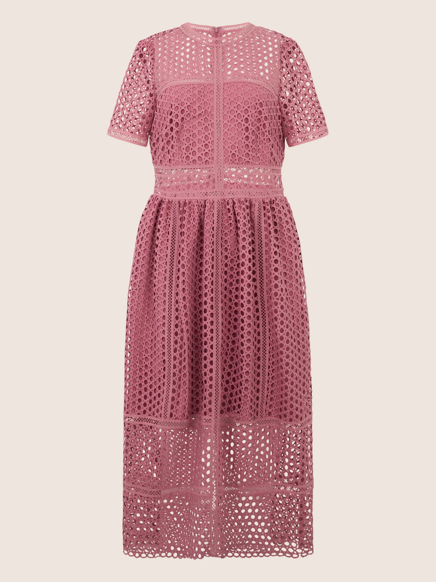 APART Midikleid mit Häkelspitze und Transparenz | rosé - Image 3