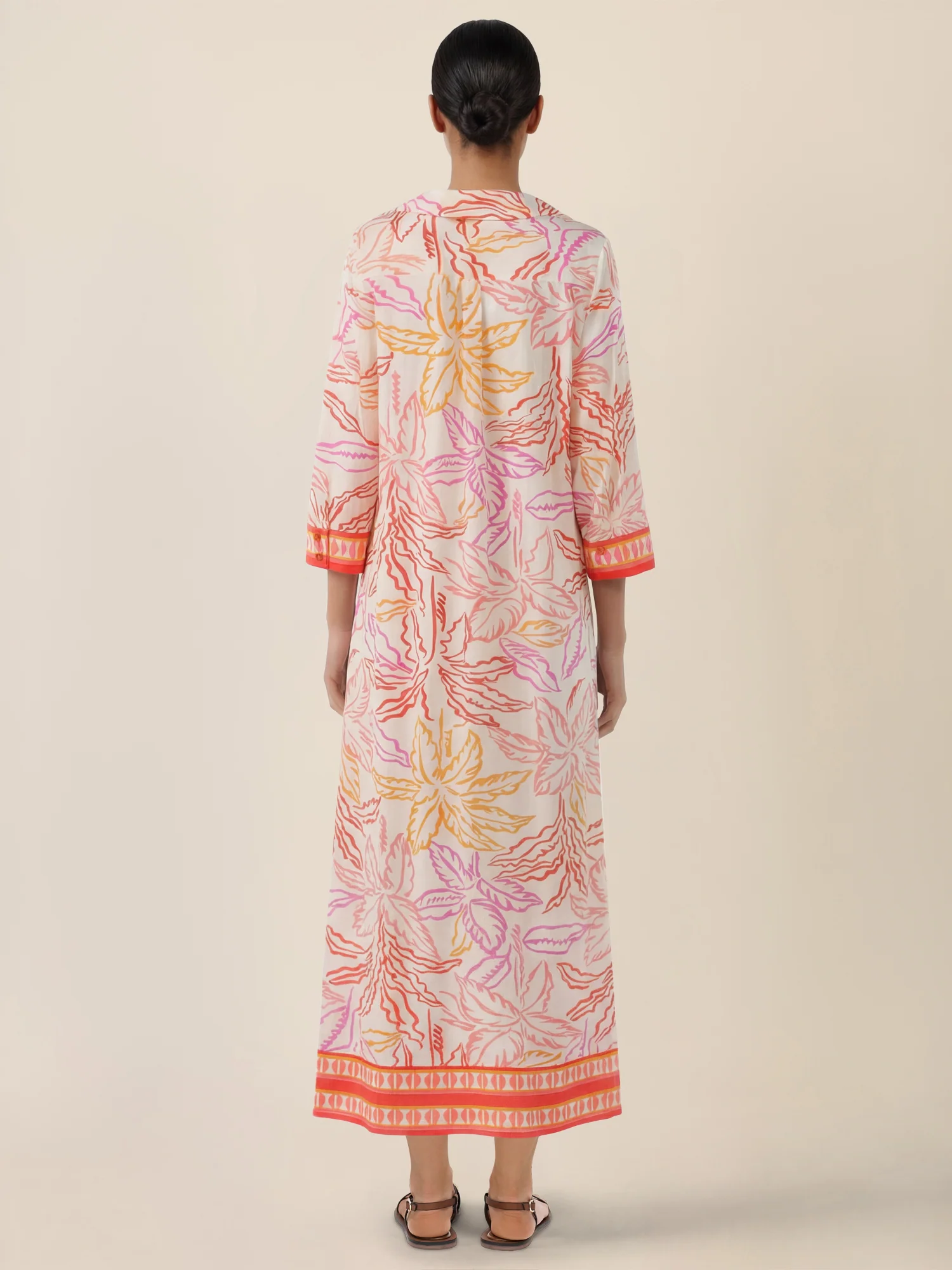 APART Midikleid mit Print und 3/4-Ärmeln | creme-multicolor - Image 2