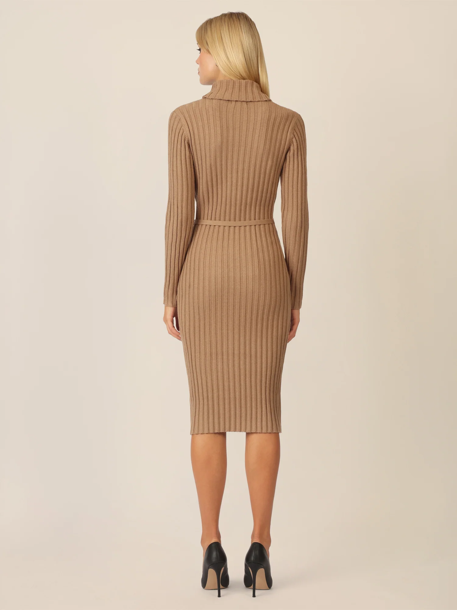 APART Midistrickkleid mit Gürtel | camel - Image 2