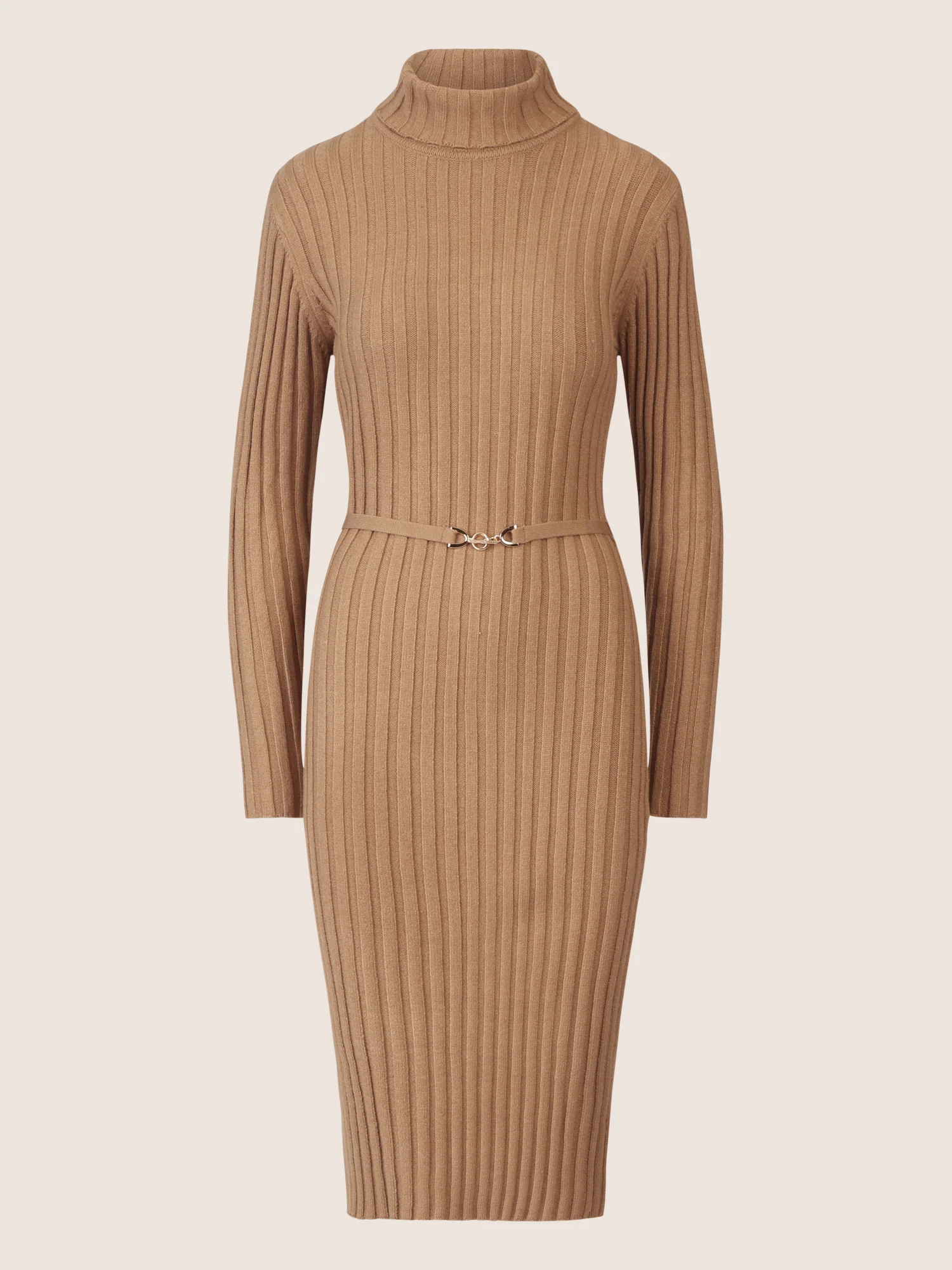 APART Midistrickkleid mit Gürtel | camel - Image 3