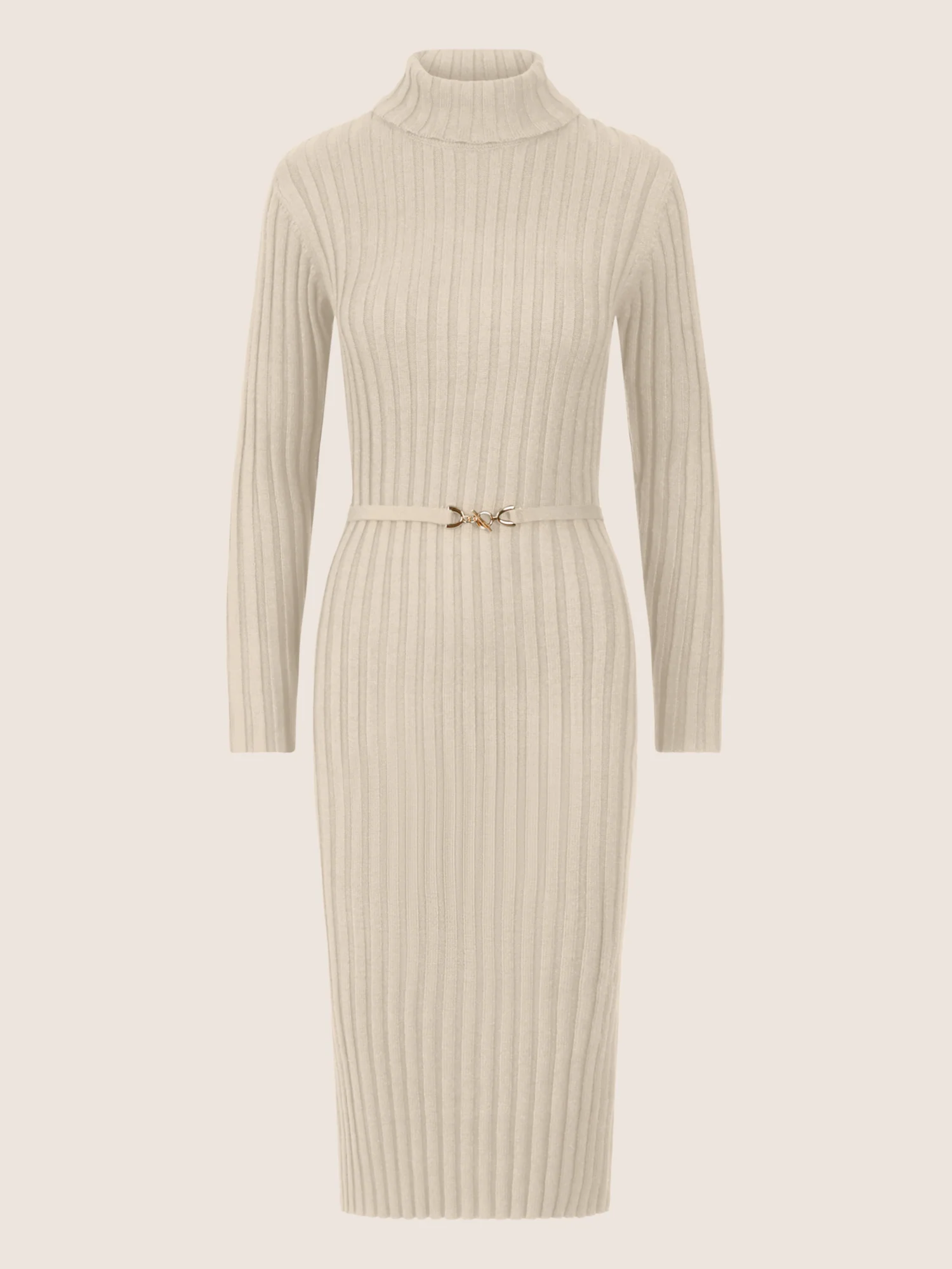 APART Midistrickkleid mit Gürtel | creme - Image 3