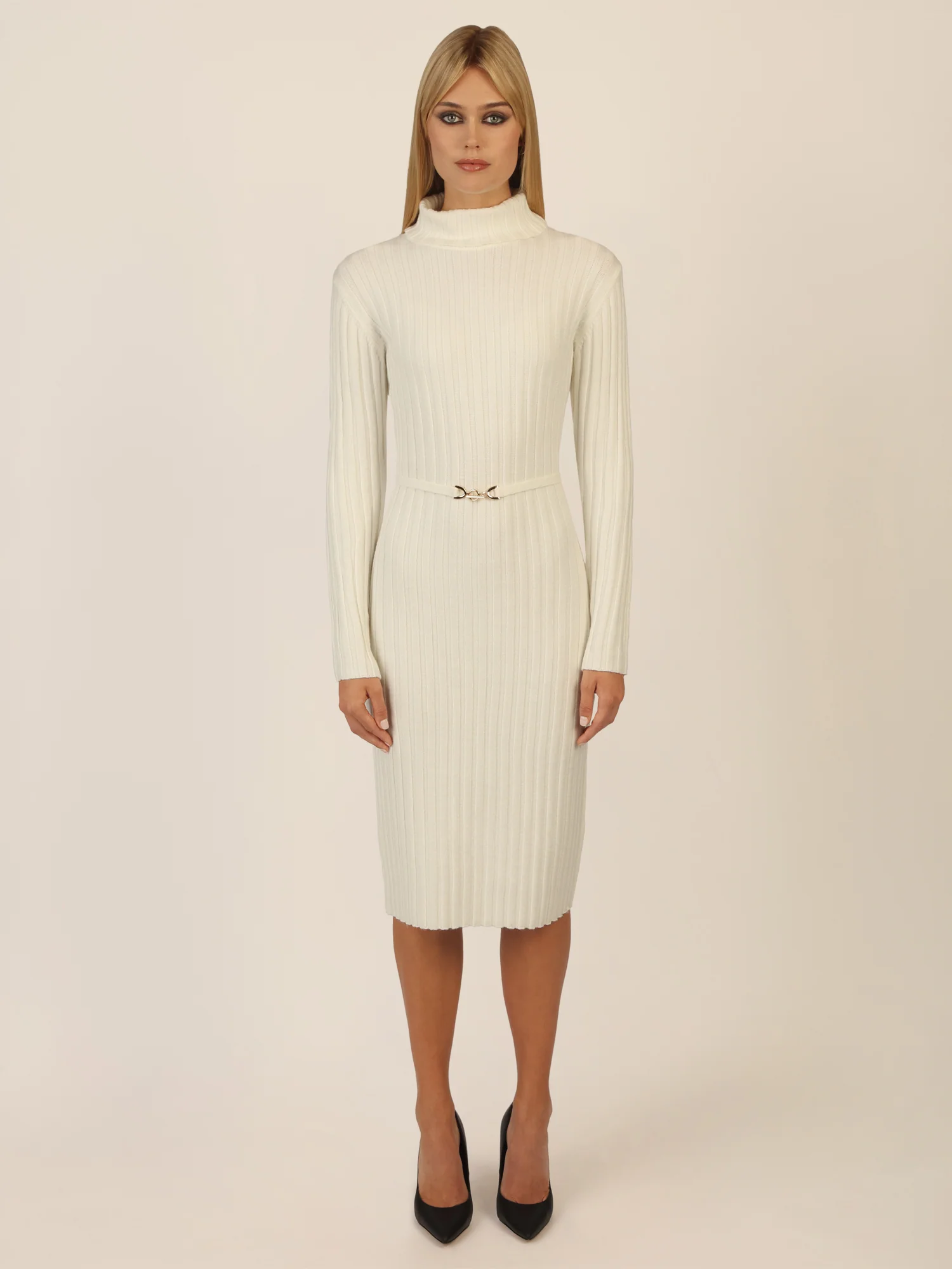 APART Midistrickkleid mit Gürtel | creme - Image 5
